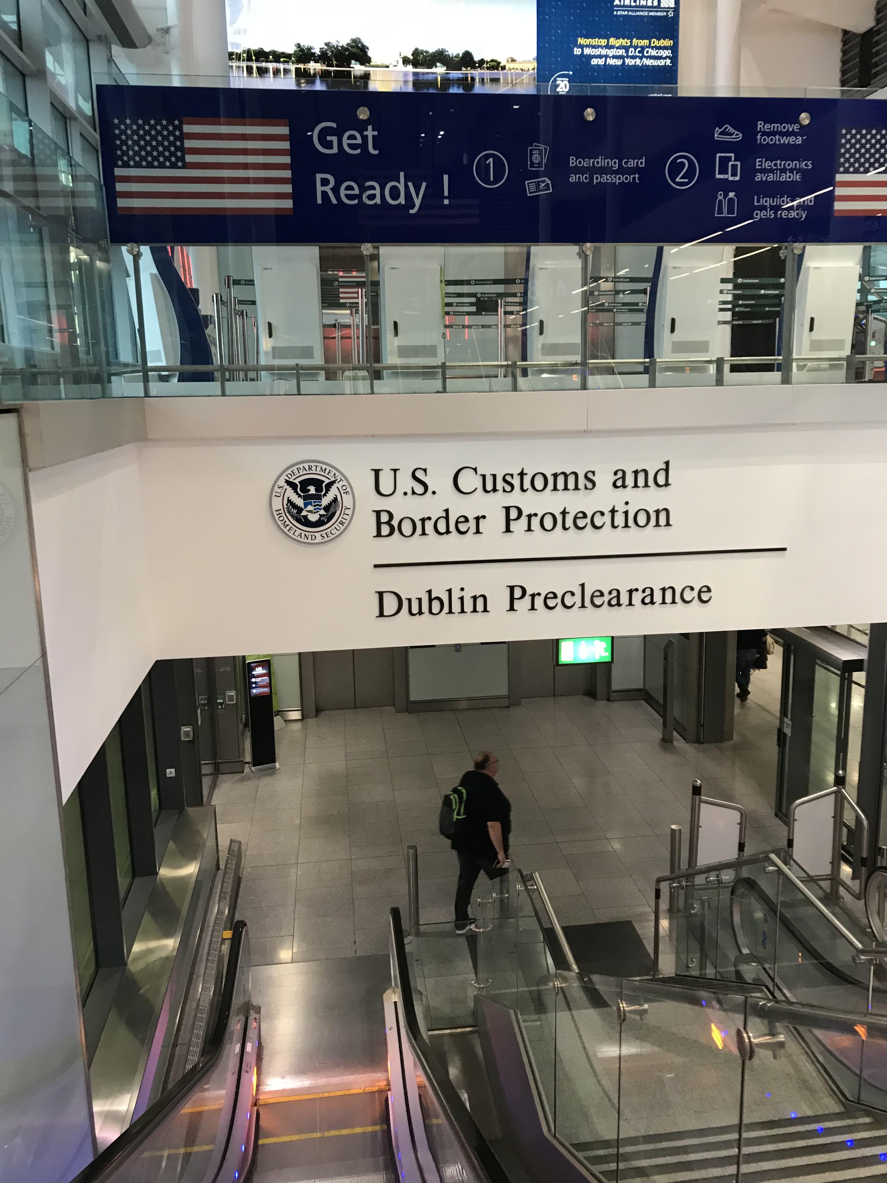 US Customs and and immigration checkpoint in Dublin, Ireland, empire