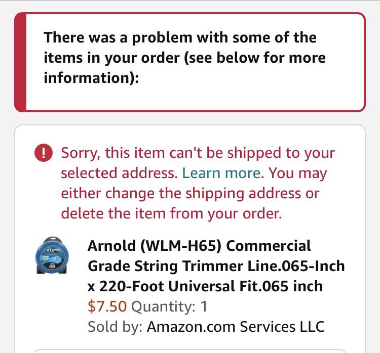 String trimmer line won’t ship to California? r/lawncare
