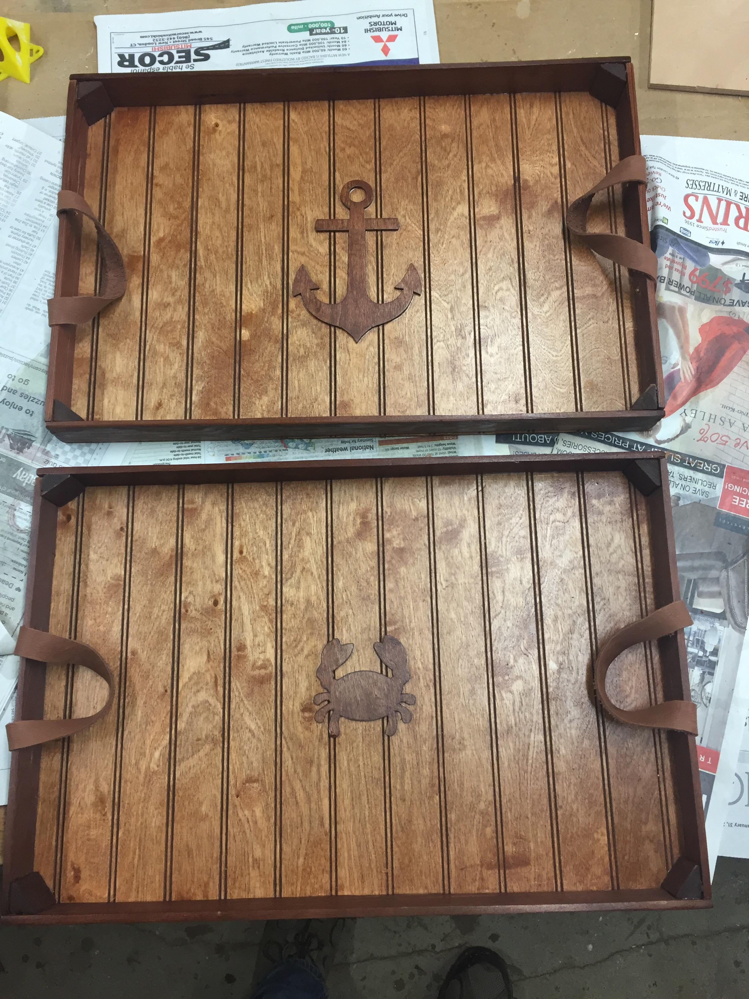 Serving trays with leather handles r/woodworking