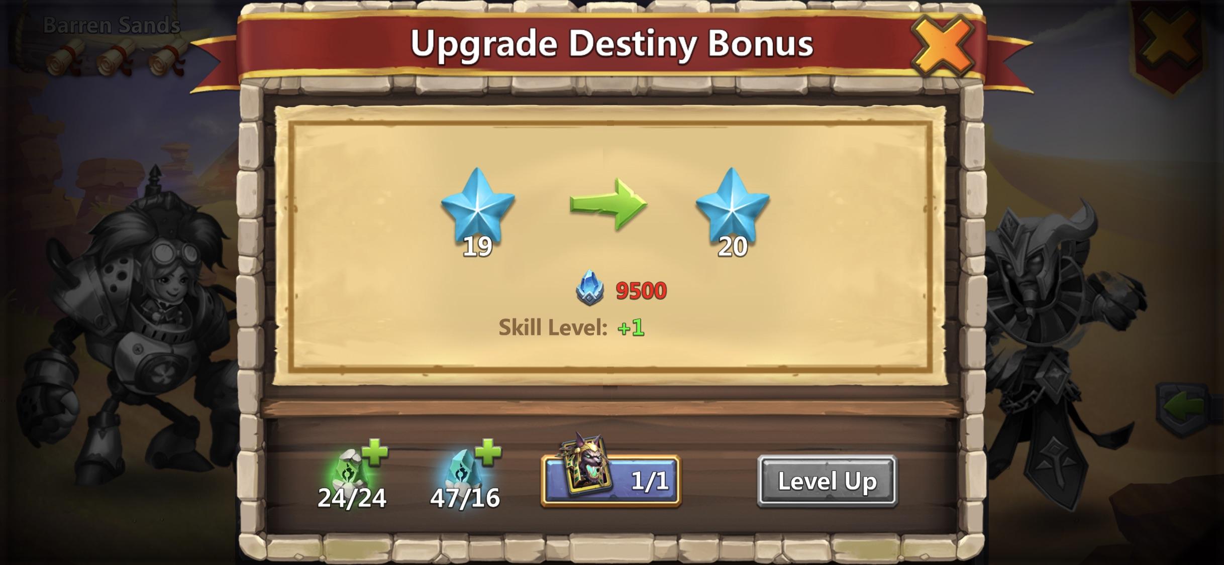 At 8,900 destiny points. What’s the best way to get to 9,500? CastleClash