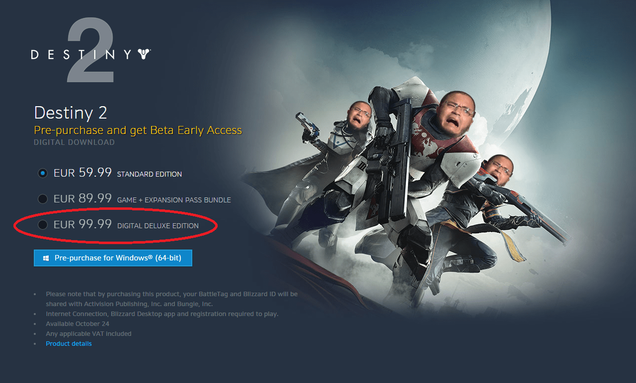 Destiny 2 Digital Deluxe Edition is 100 euros? destiny2