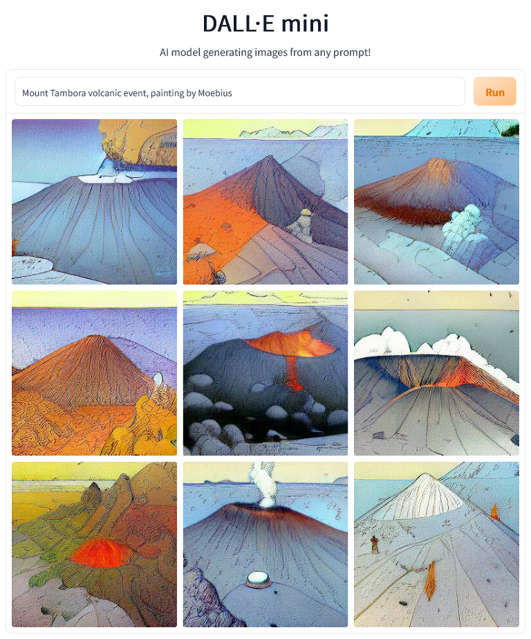 Mount Tambora volcanic event, painting by Moebius r/weirddalle