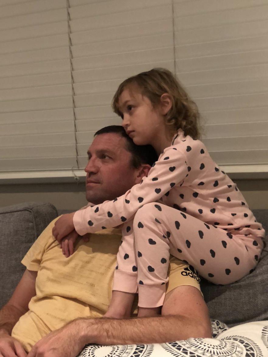 This is how my baby girl watches TV with me! r/daddit