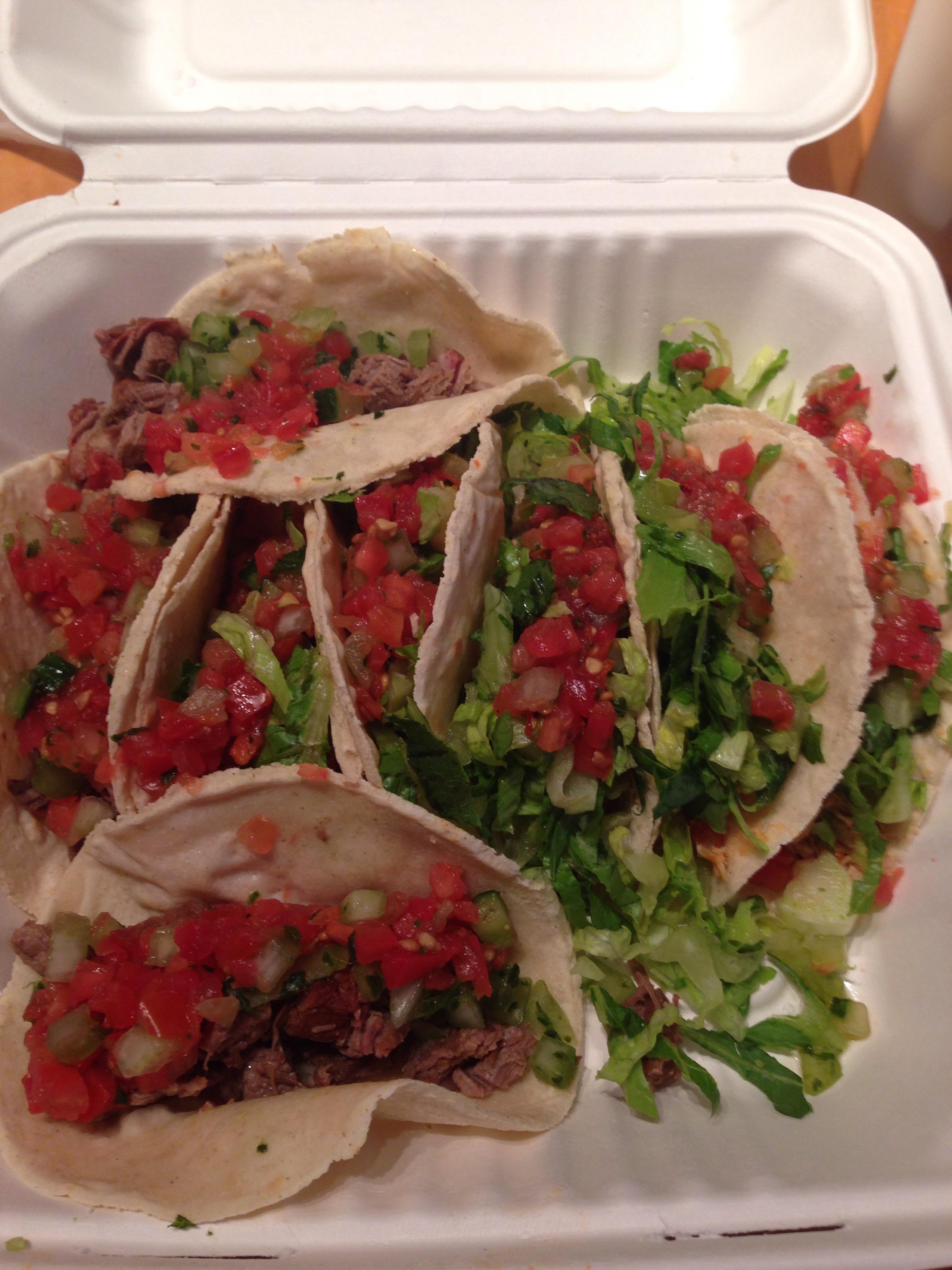 [I ate] Beef Al Pastor & Chicken Tinga Tacos with Pico de Gallo Salsa