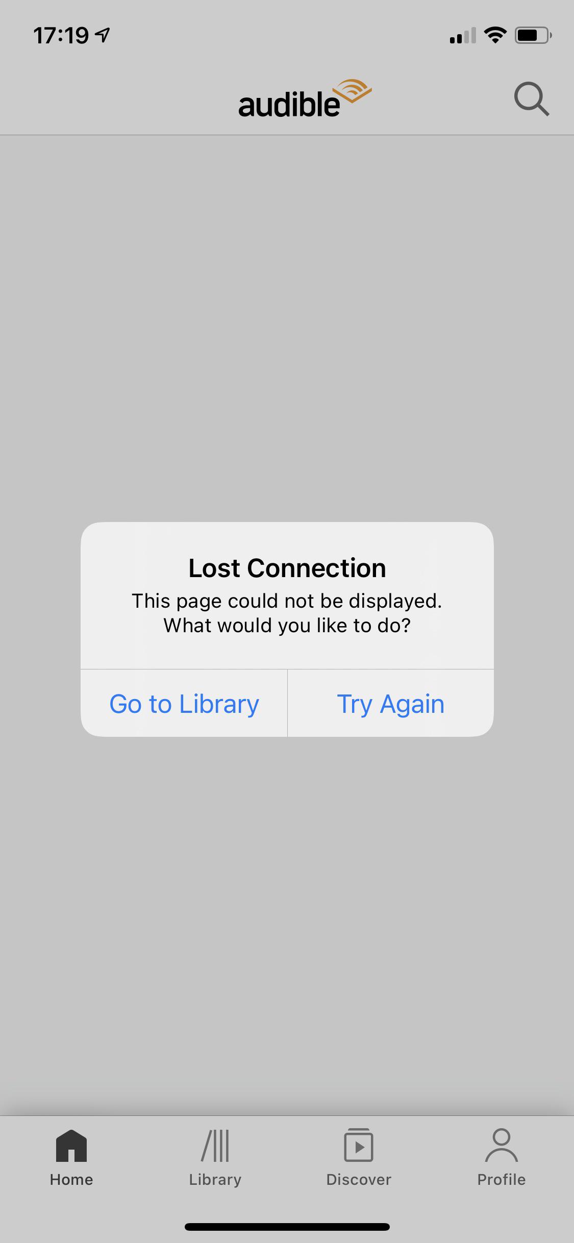 Lost connection every time I open the app it says this. I click try