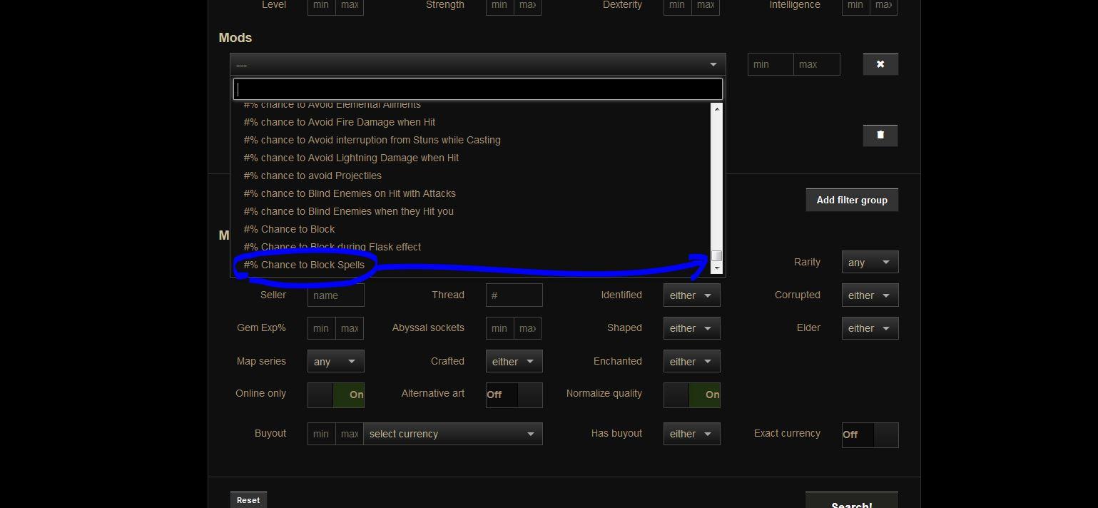 List of mods on poe.trade is not full r/pathofexile