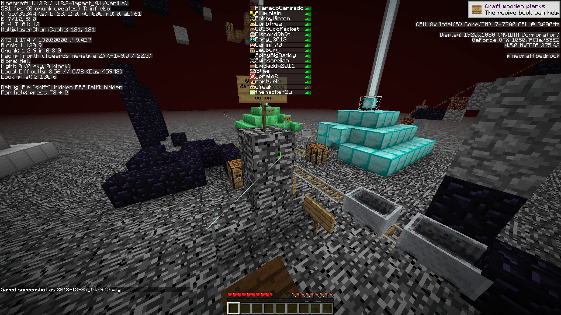 Bedrock on nether roof 9b9t