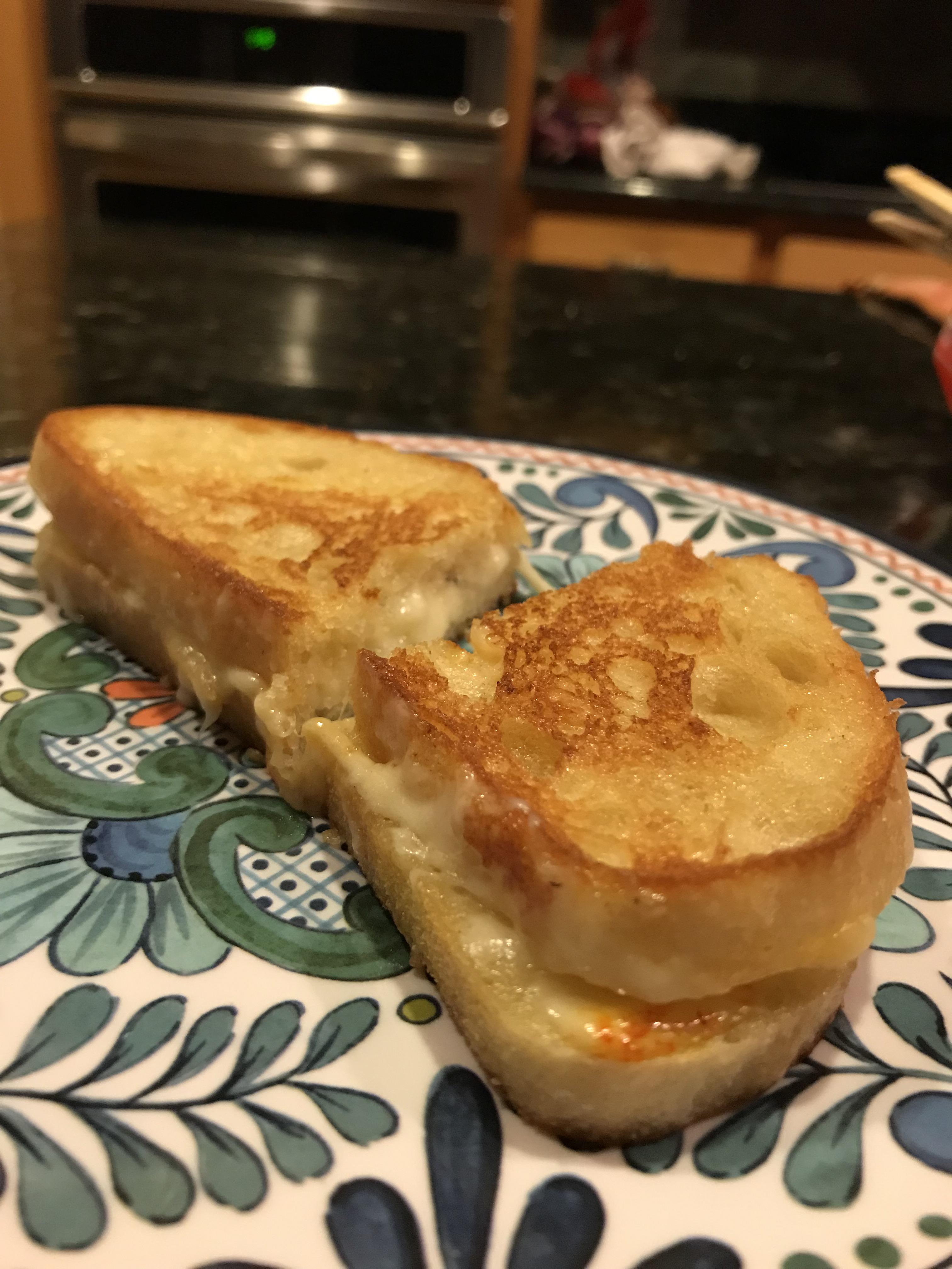 Muenster with a bit of manchego on french loaf ) r/grilledcheese