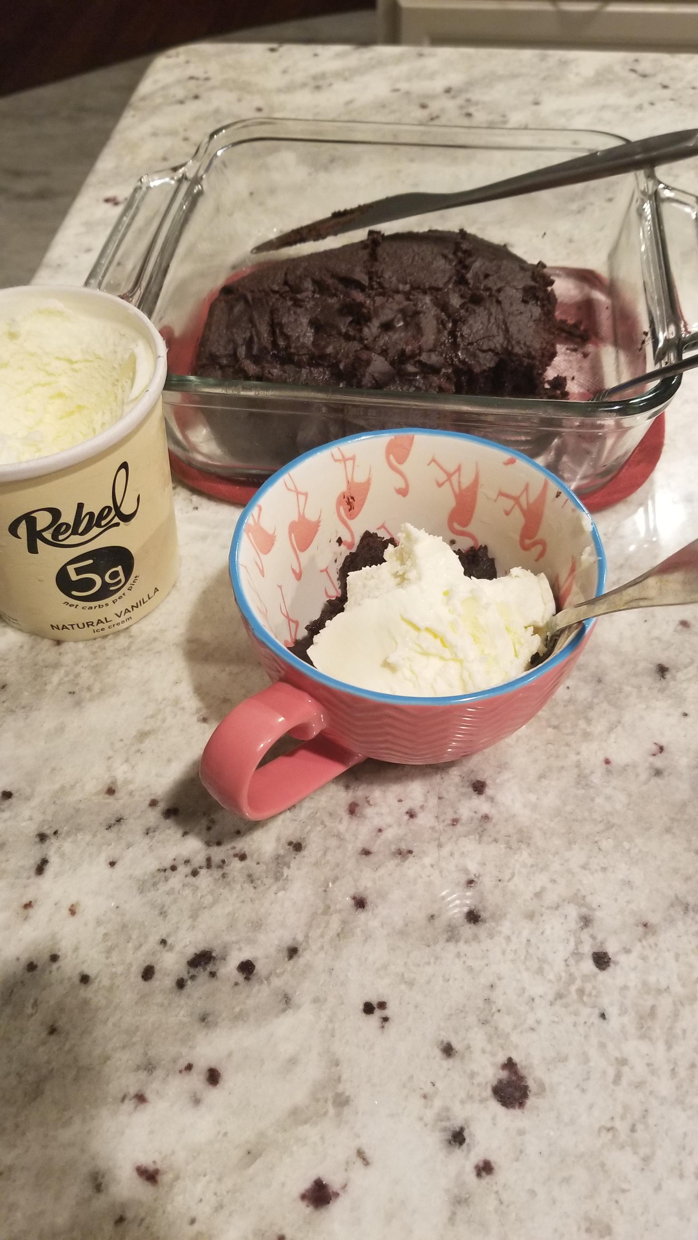 Hot keto brownies and Cold Rebel vanilla r/Ketomealseatingnow