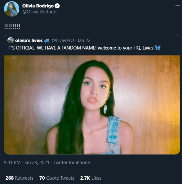 we have a fandom name! r/OliviaRodrigo