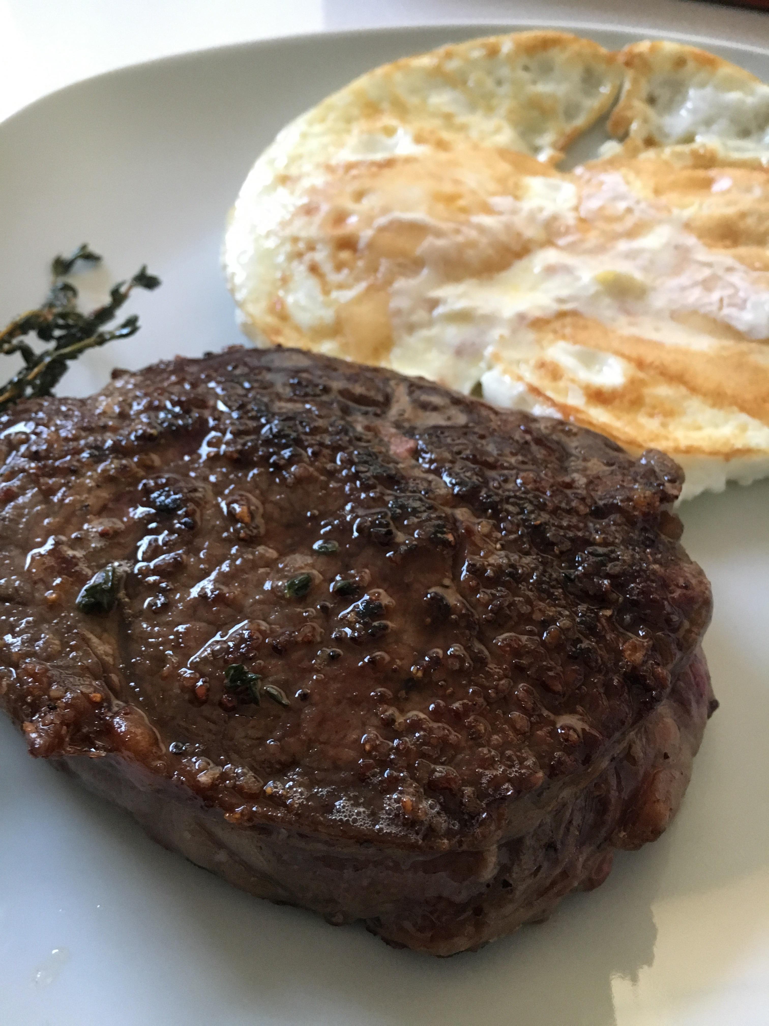 [Homemade] Ribeye steak and eggs r/food