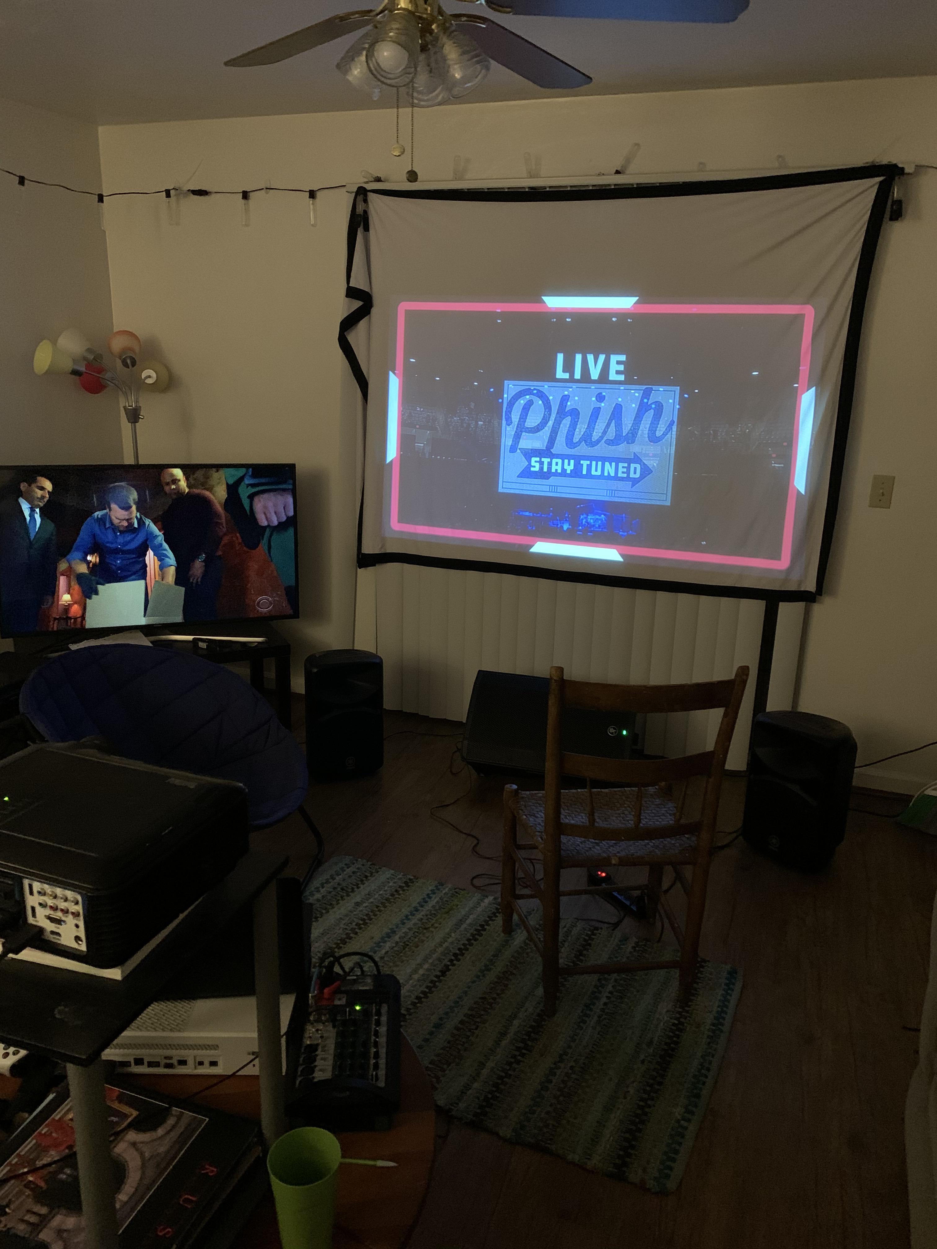 Bandmate and I leveraging our gear for a great couch tour tonight. r