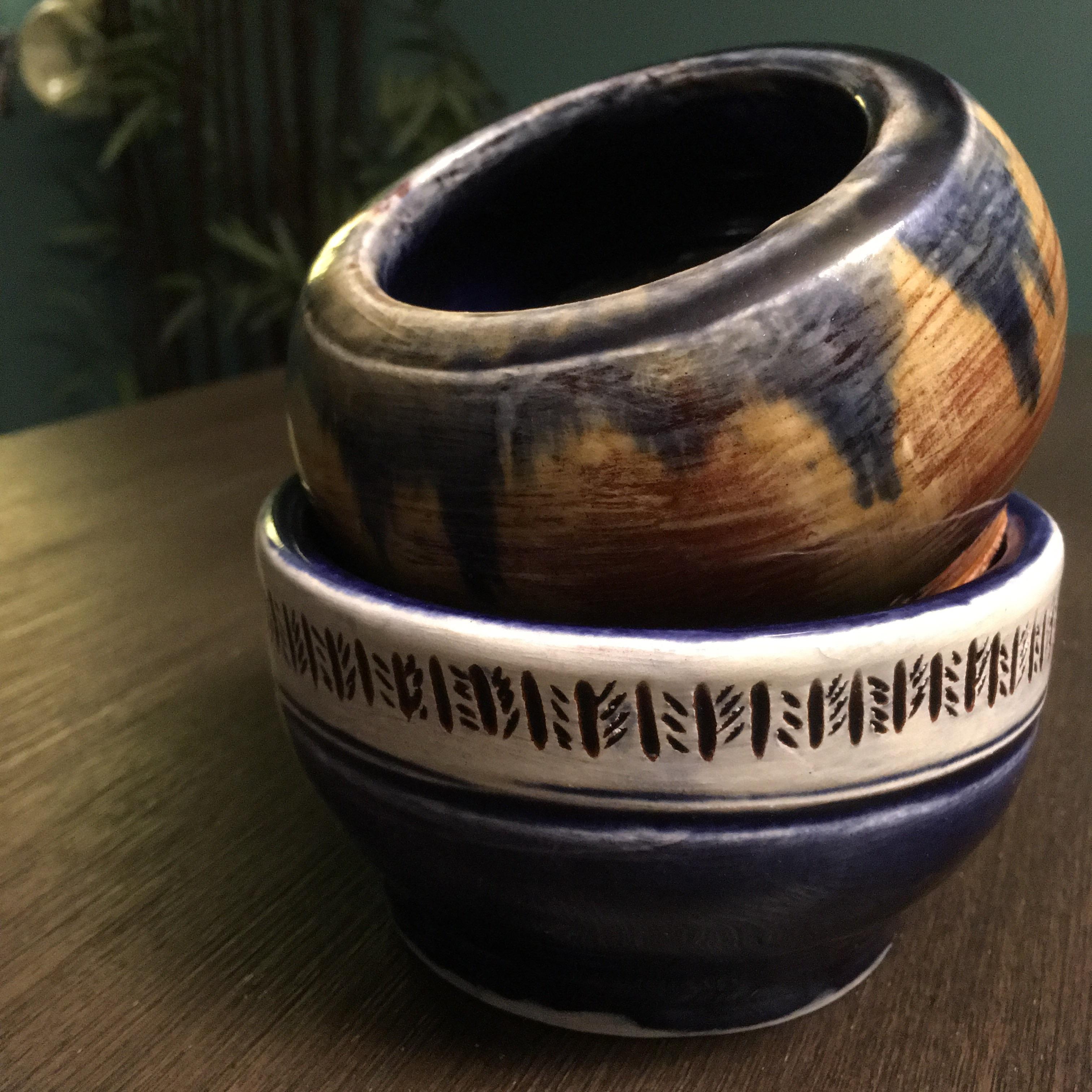 My two favourite pieces from my first attempt at pottery. I learned