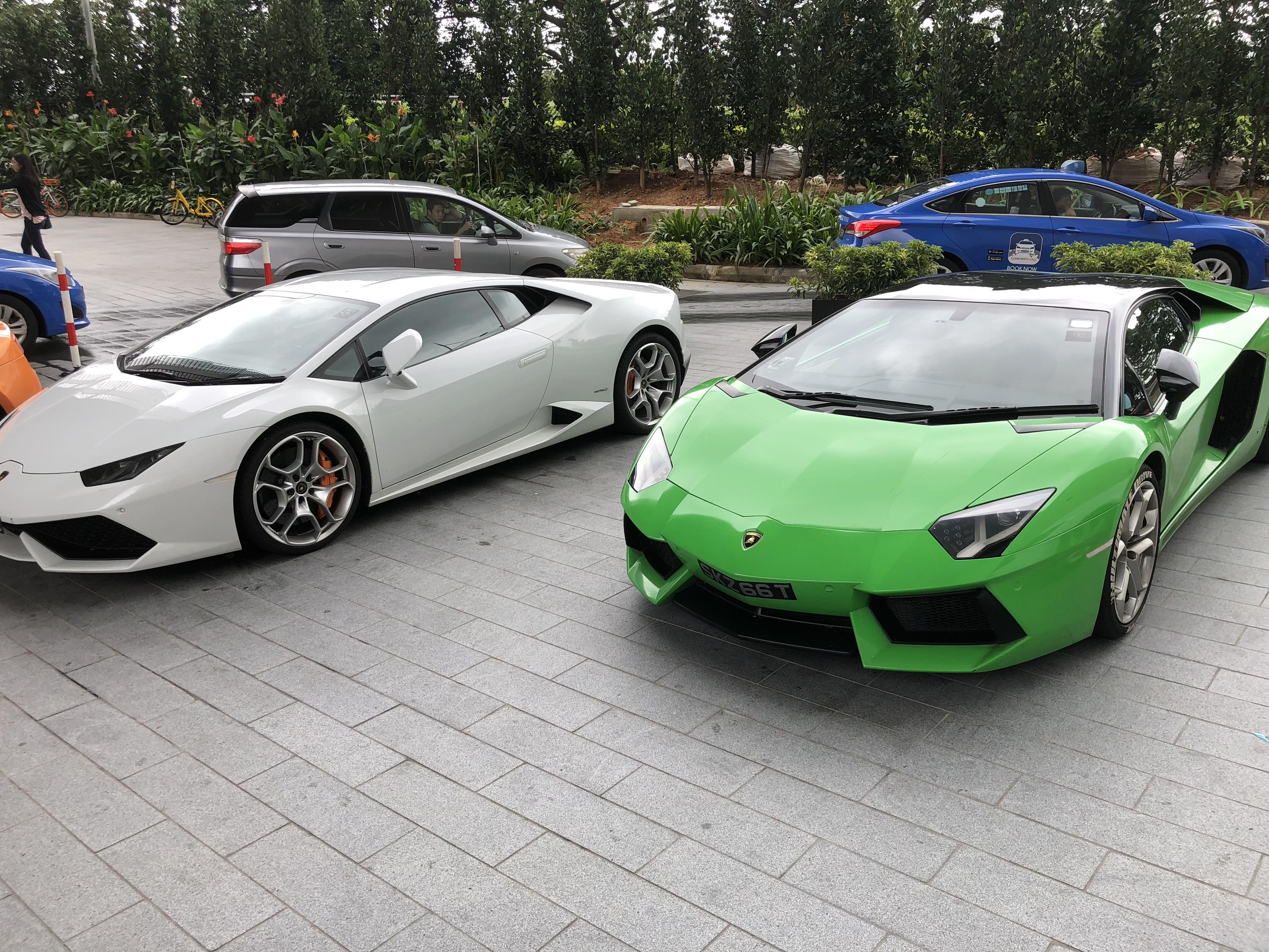Aventador and Huracan at Singapore Ultimate Drive