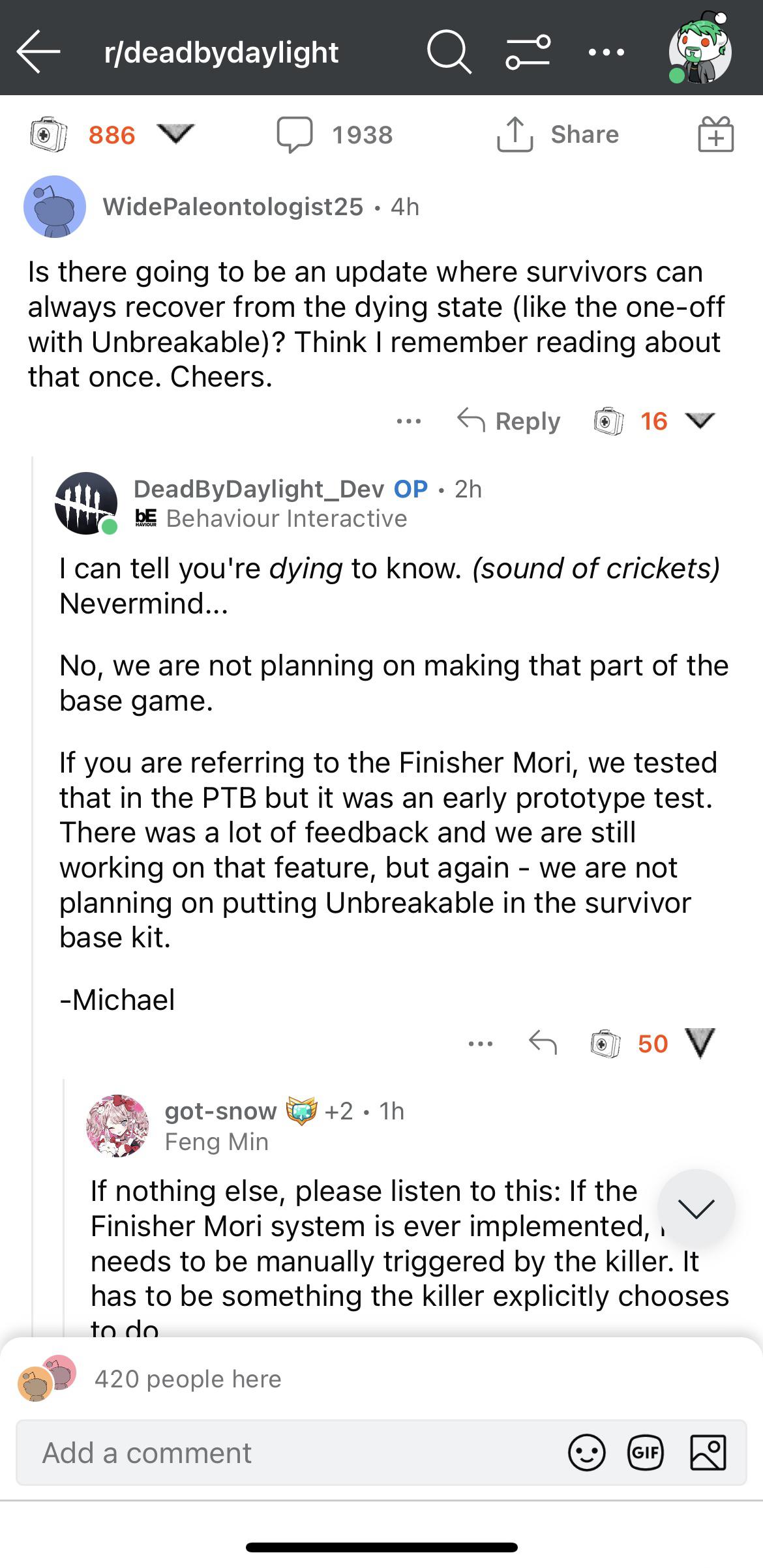 BaseKit Unbreakable has been cancelled BHVR is still working on End