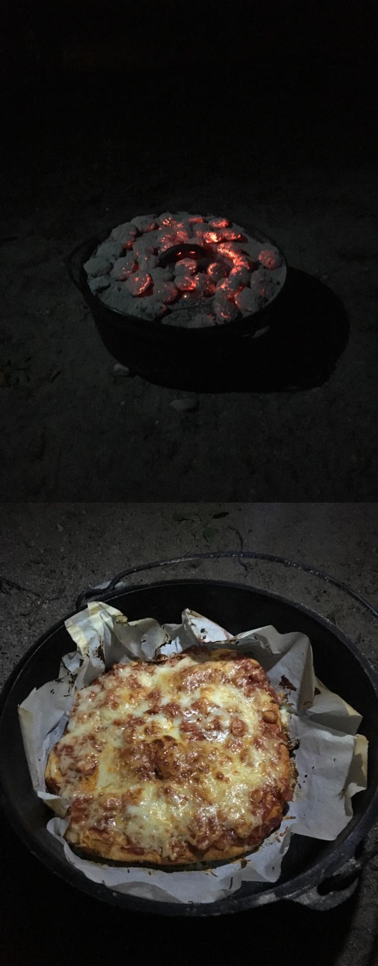Dutch oven pizza. r/camping