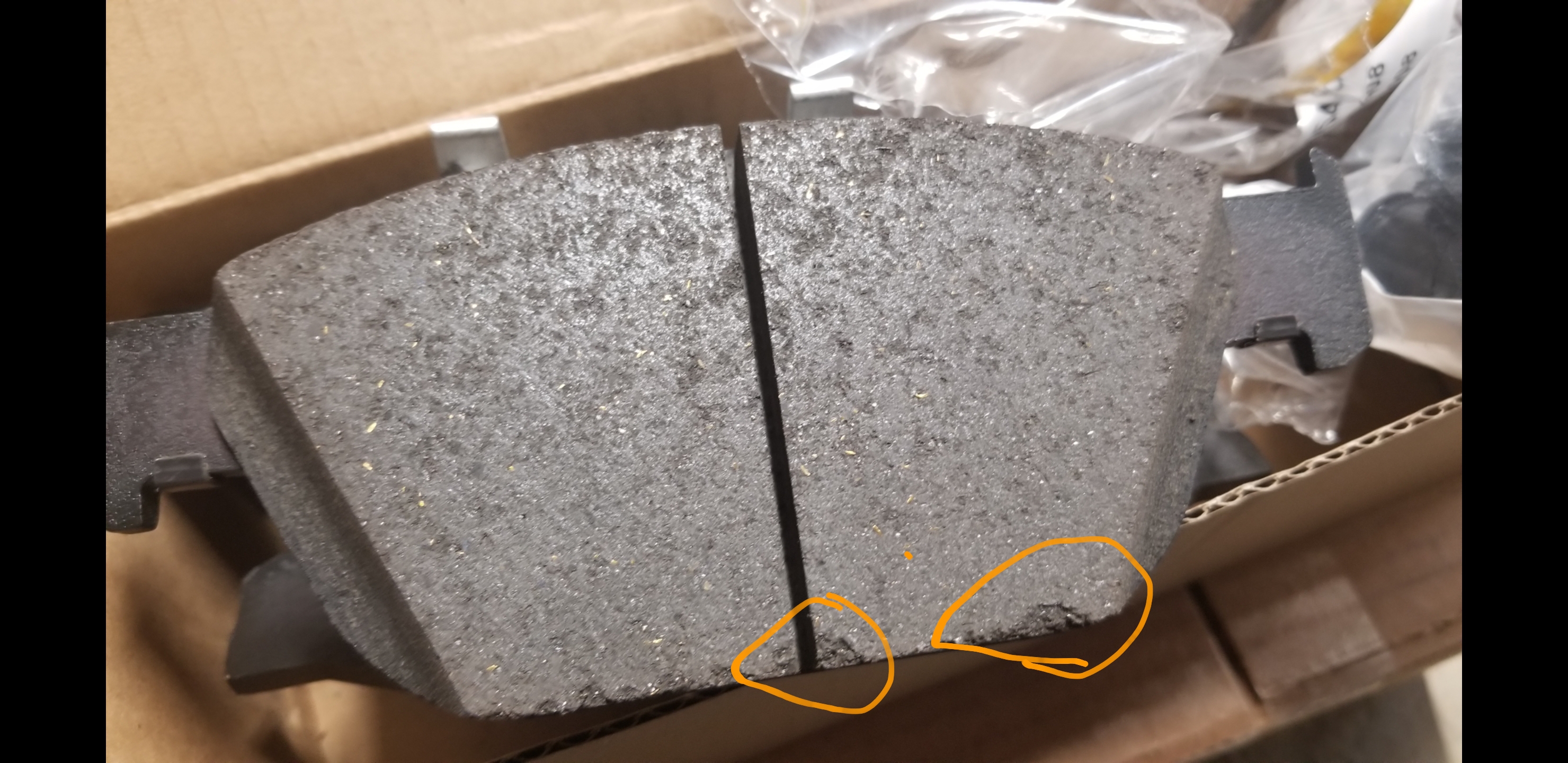 Brand new brakes pads chipped out of the box. Are they safe to install