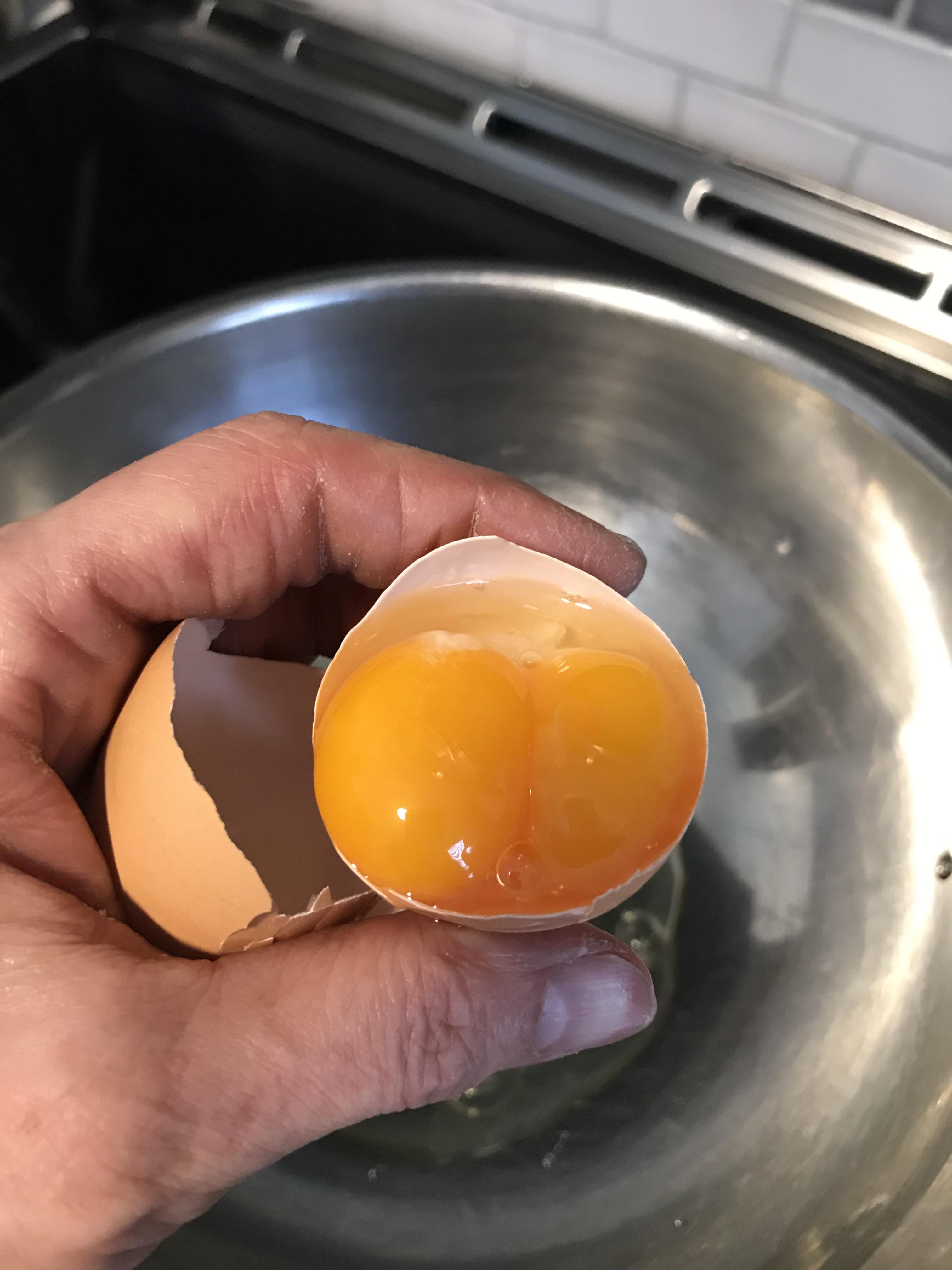 Separating eggs and got a double yolk!!! I feel it's a lucky day