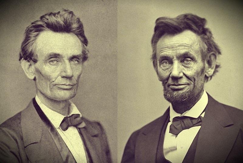 Abraham Lincoln before and after the Civil War, c. 1860 1865
