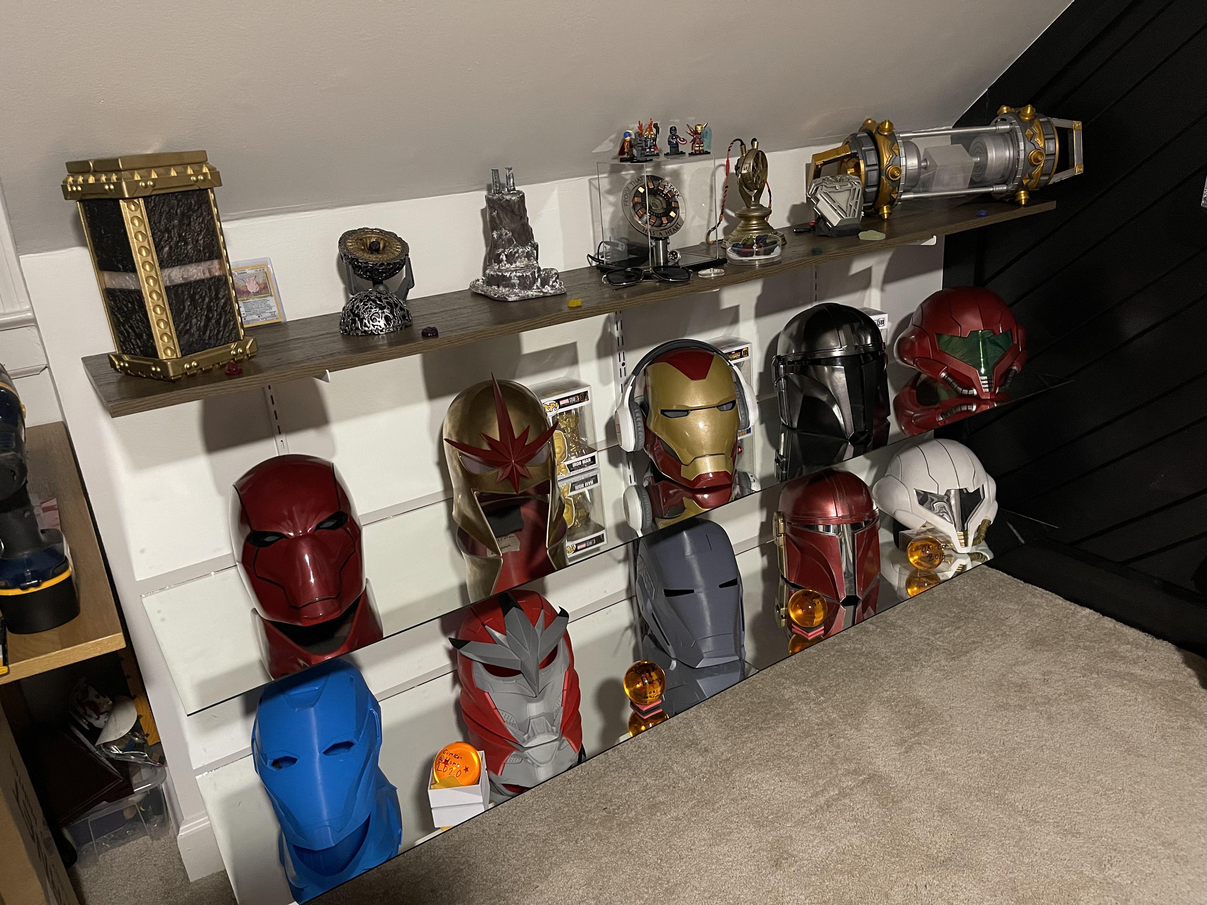 Made some shelves for my Marvel (and friends) props and replicas. Some