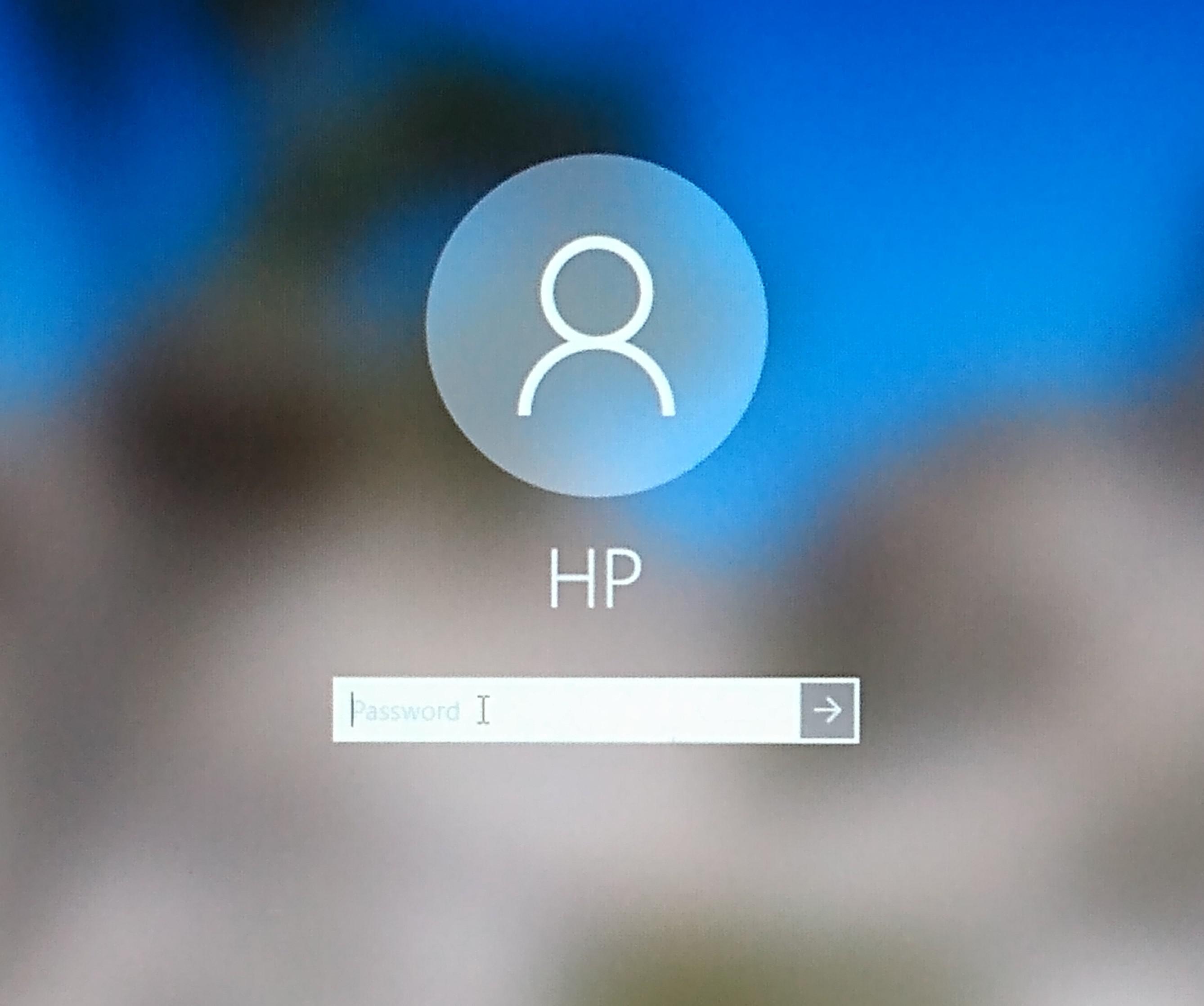 Stuck on the log in screen with an account named "HP". I just got my