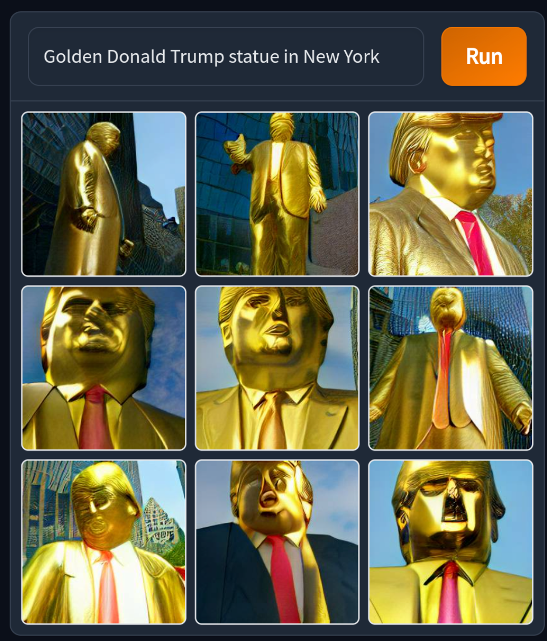 Golden Donald Trump statue in New York r/weirddalle