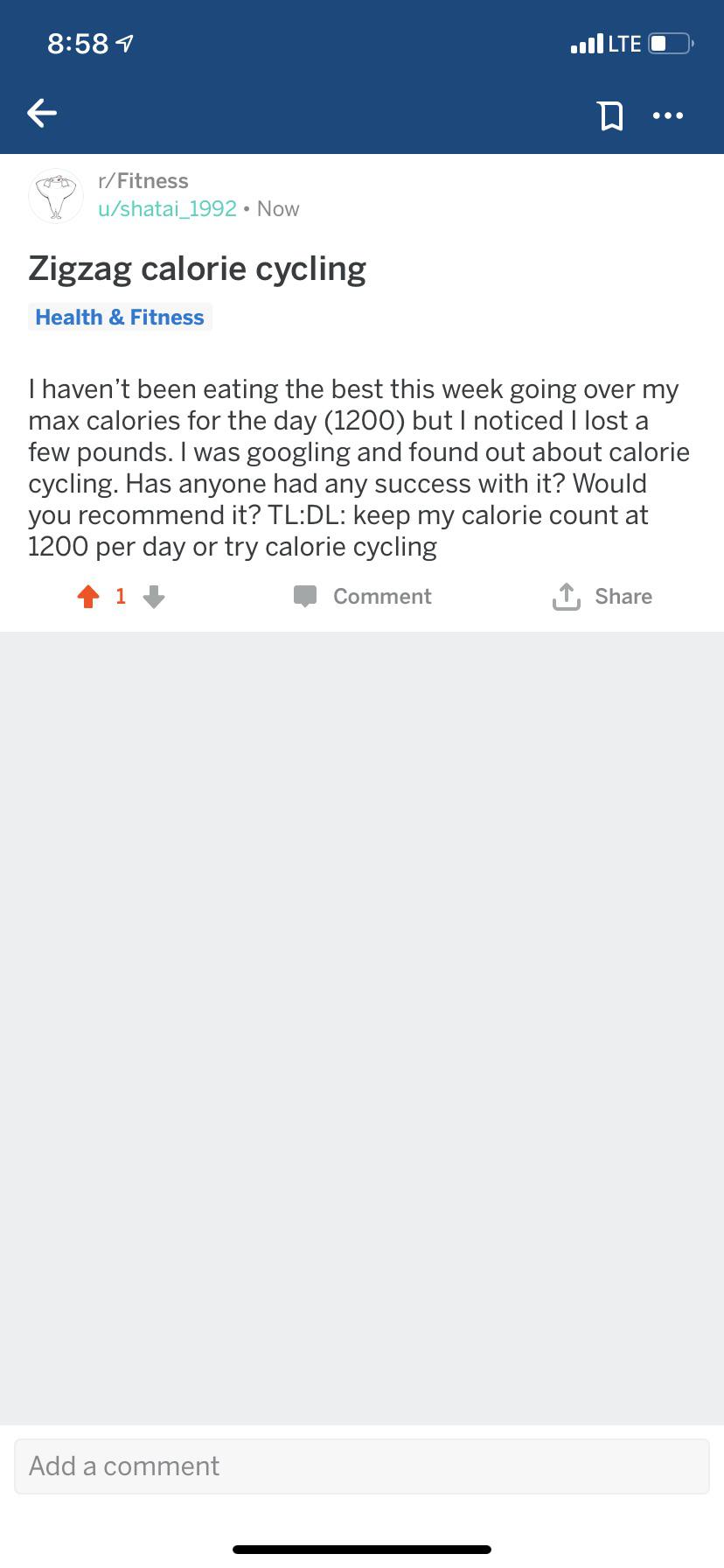 Zigzag calorie cycling r/CICO