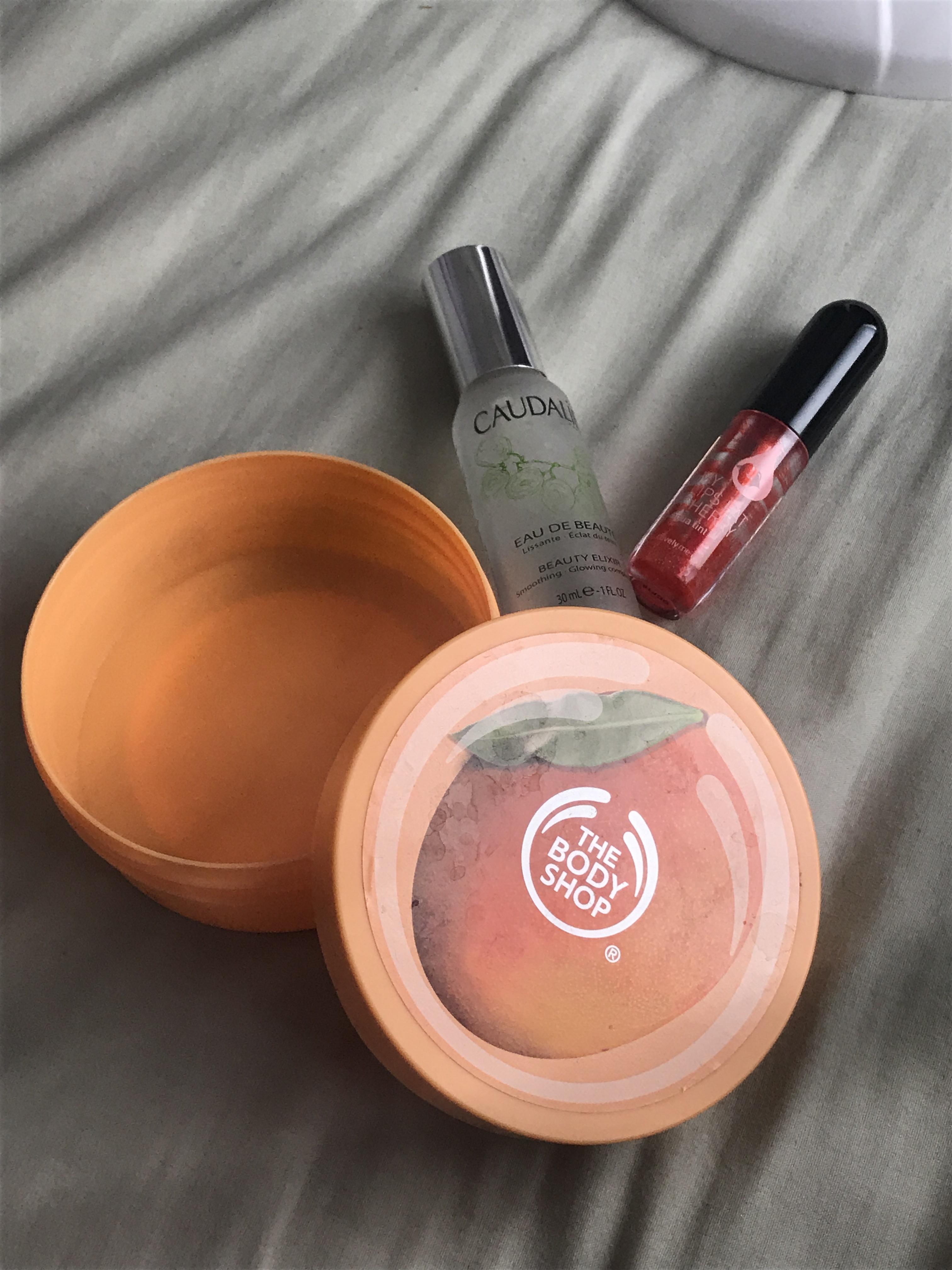 Recent empties! Mango body butter from The Body Shop, Caudalie beauty