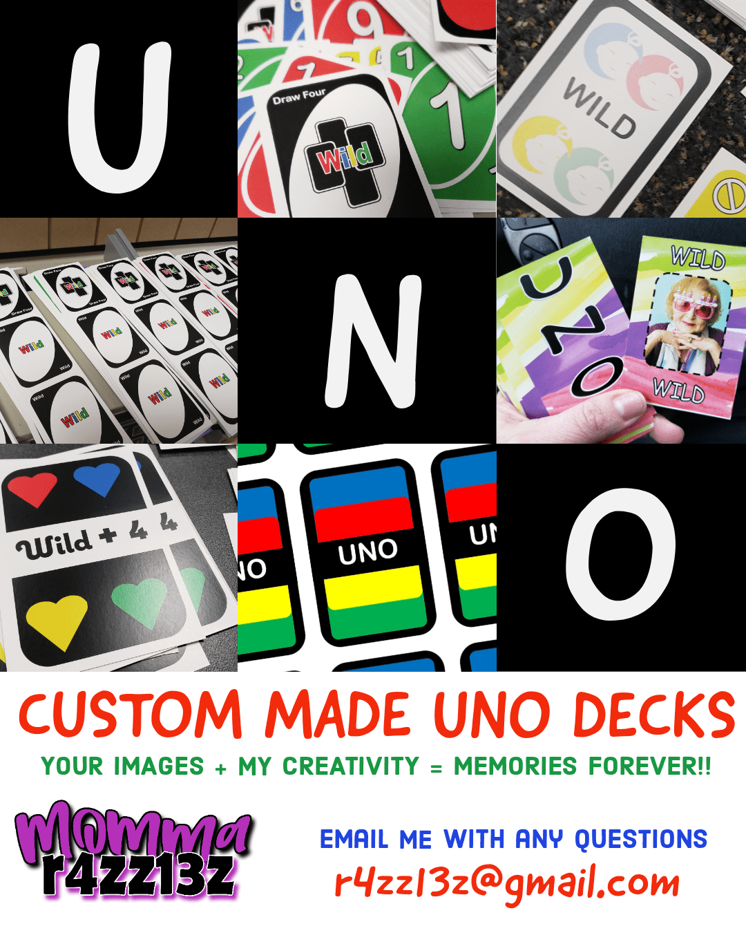 [For hire] custom UNO decks, your images, my creativity, unique gift