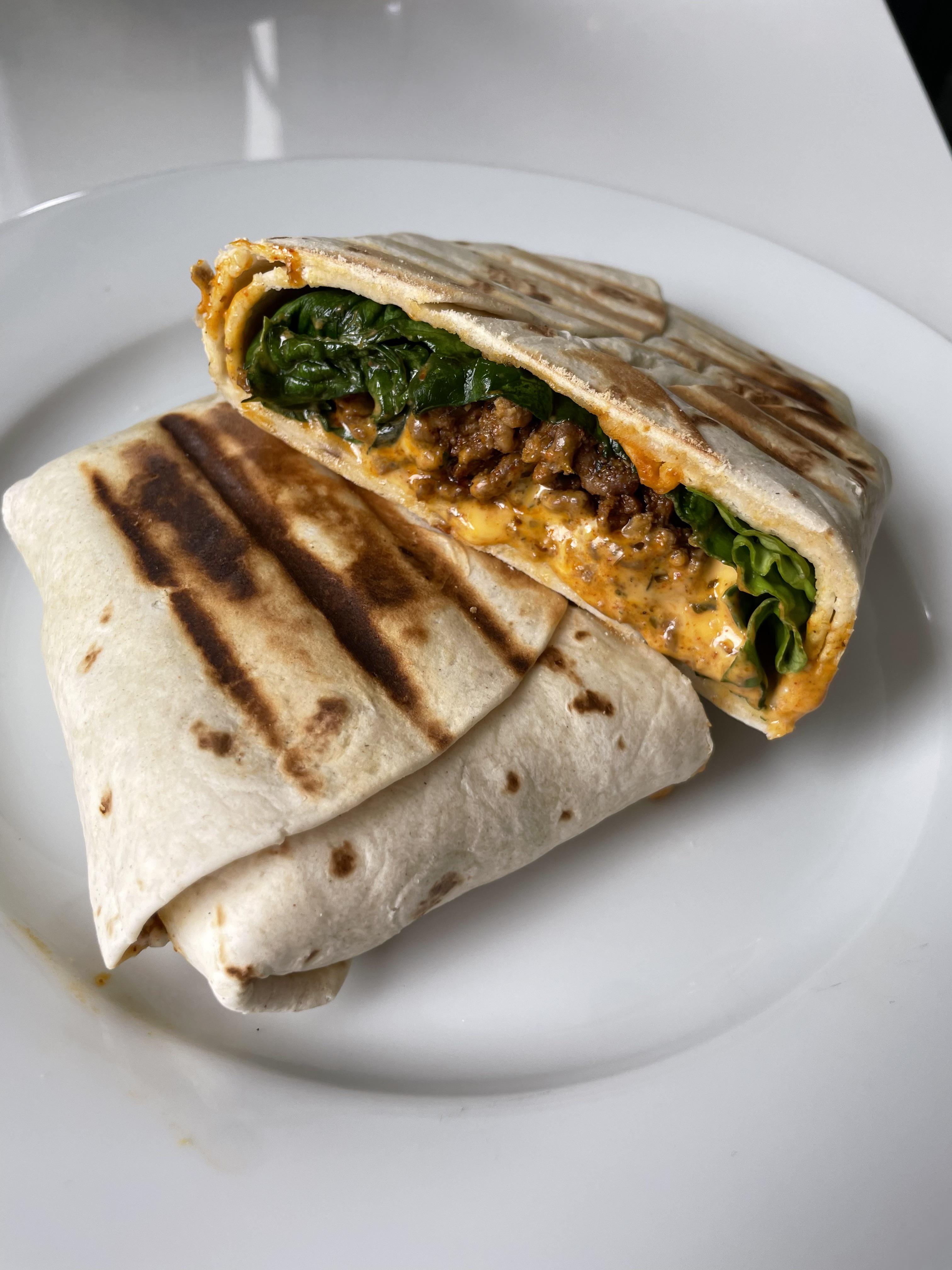 [homemade] American cheeseburger wrap r/food