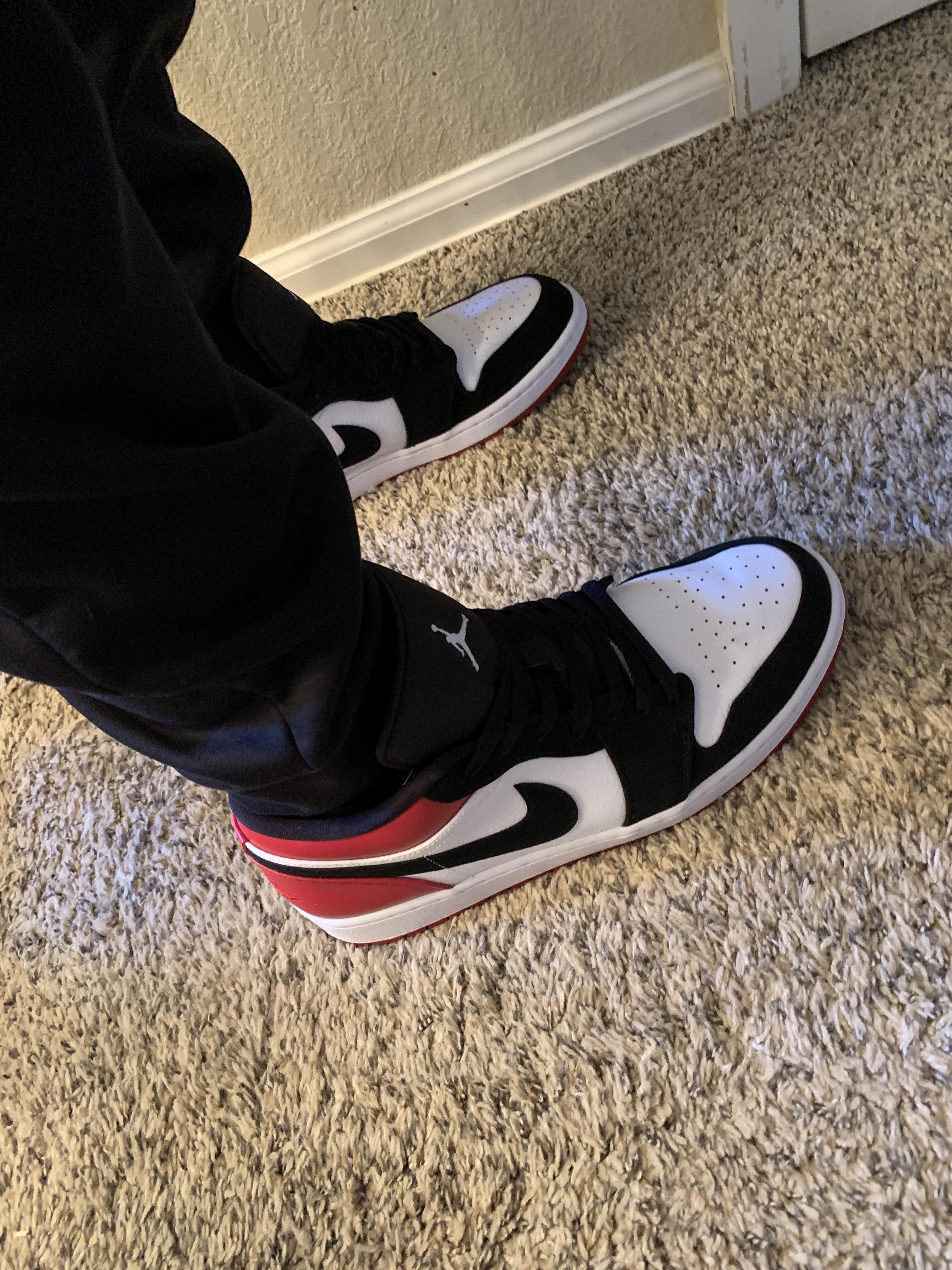 Jordan 1 low black toes. Wasn’t feeling the red lace loop. r/Sneakers
