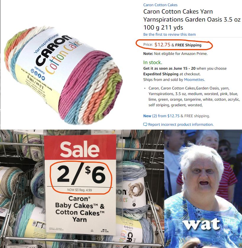 MFW yarn is literally 4x as expensive on Amazon as in the store r