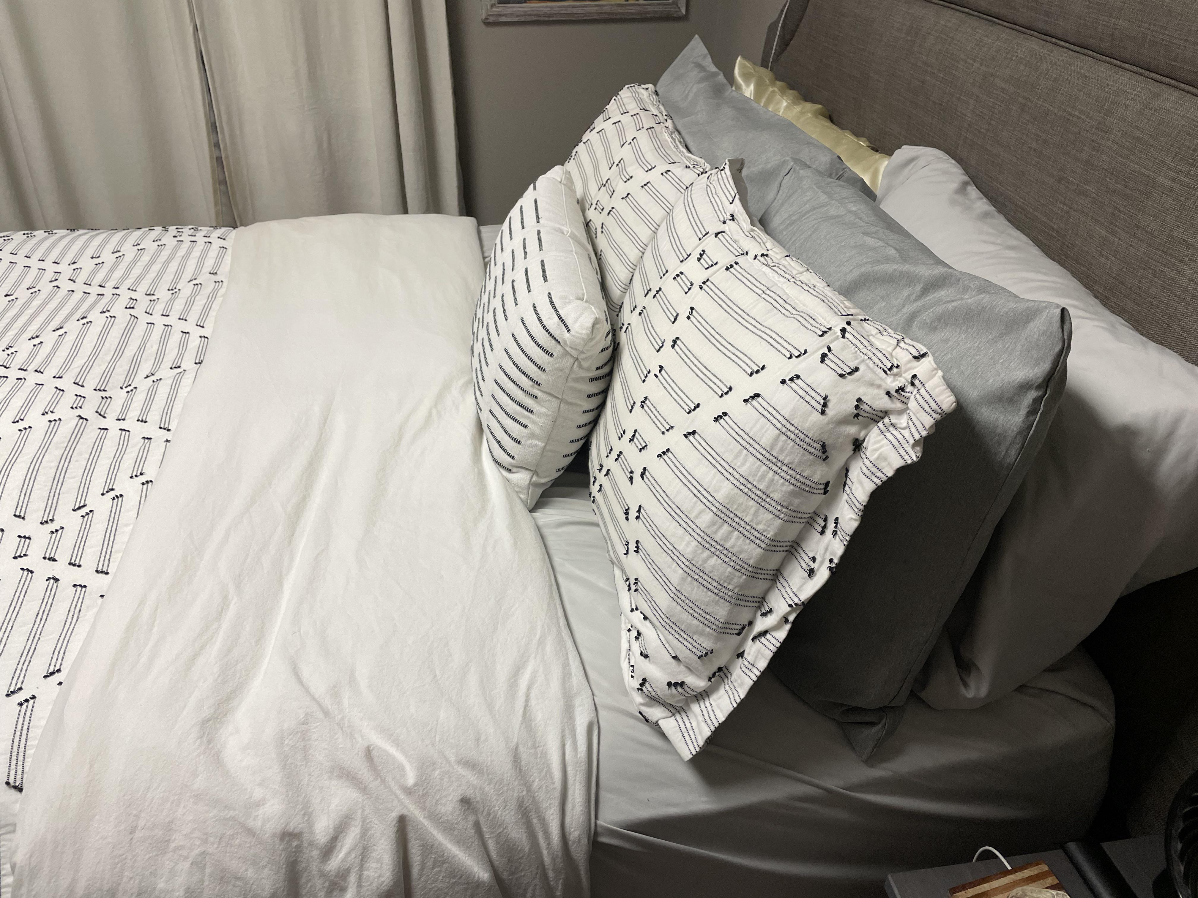 Too many pillows? Wife says no. I say at least two need to go. It’s a