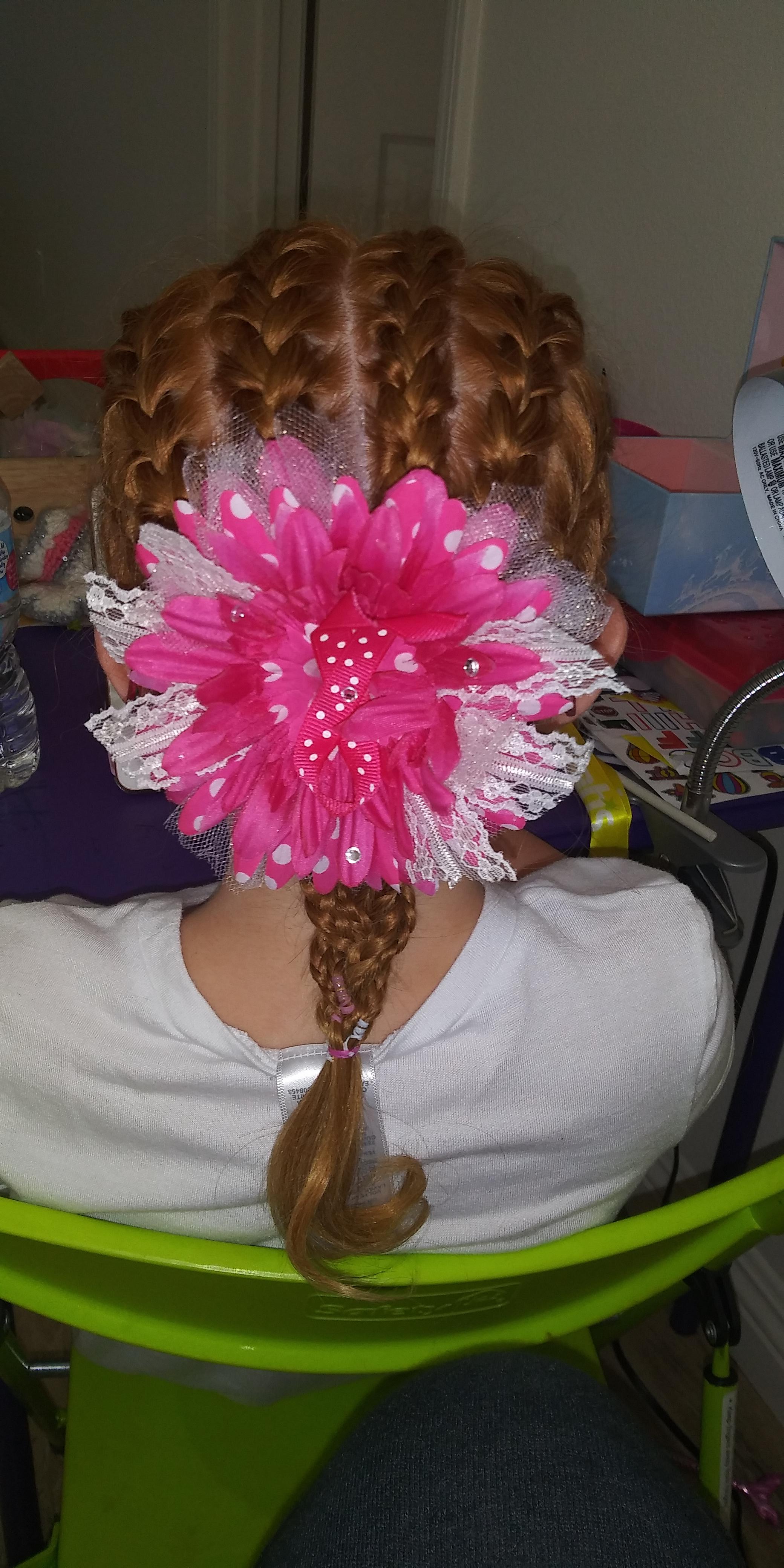 Braiding my daughter's hair. She has the Marida hair and i love using