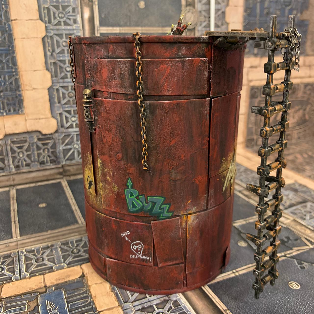 Created a large vat of acid out of a tin can and some trading cards and