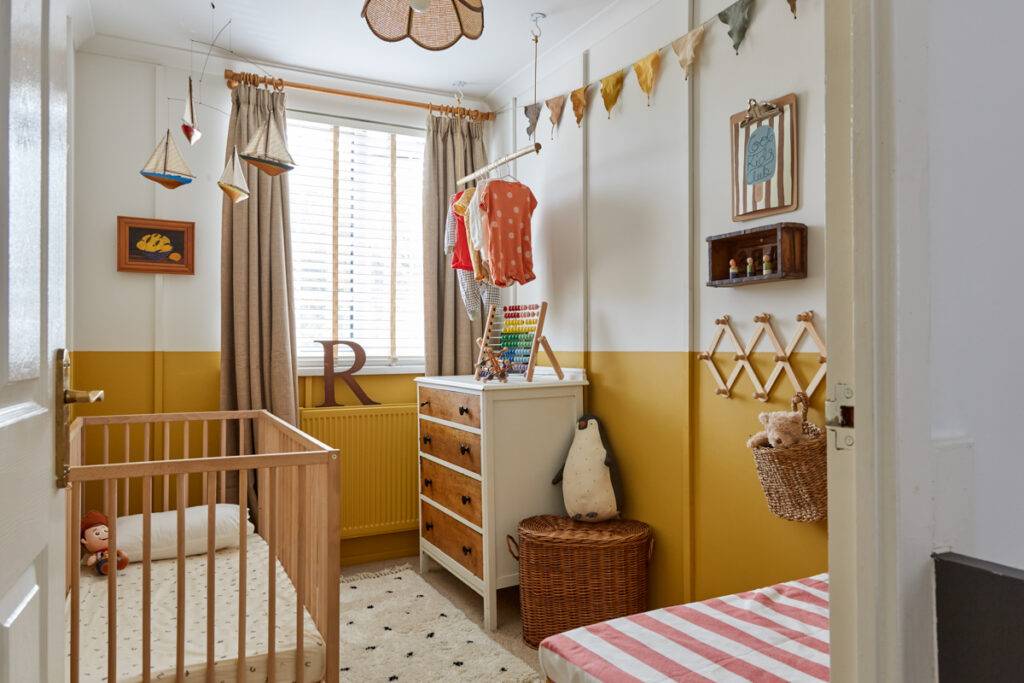 Thoughts on yellow halfwall nursery more info in comments r/BabyBumps
