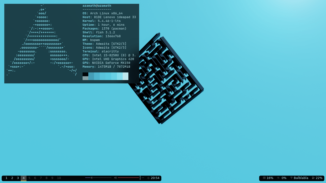A new setup, made the wallpaper from another one[bspwm][Polybar] r