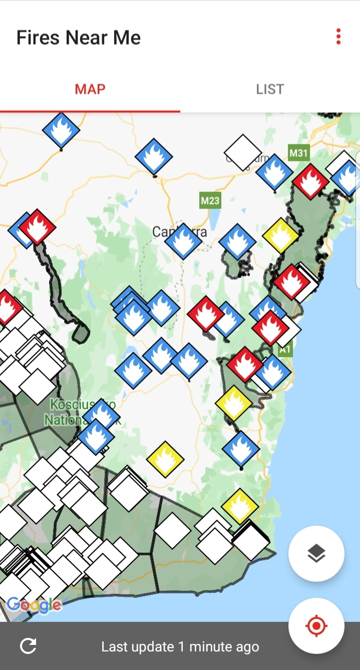 Stay safe and keep informed Fires Near Me app for both Nsw and Vic