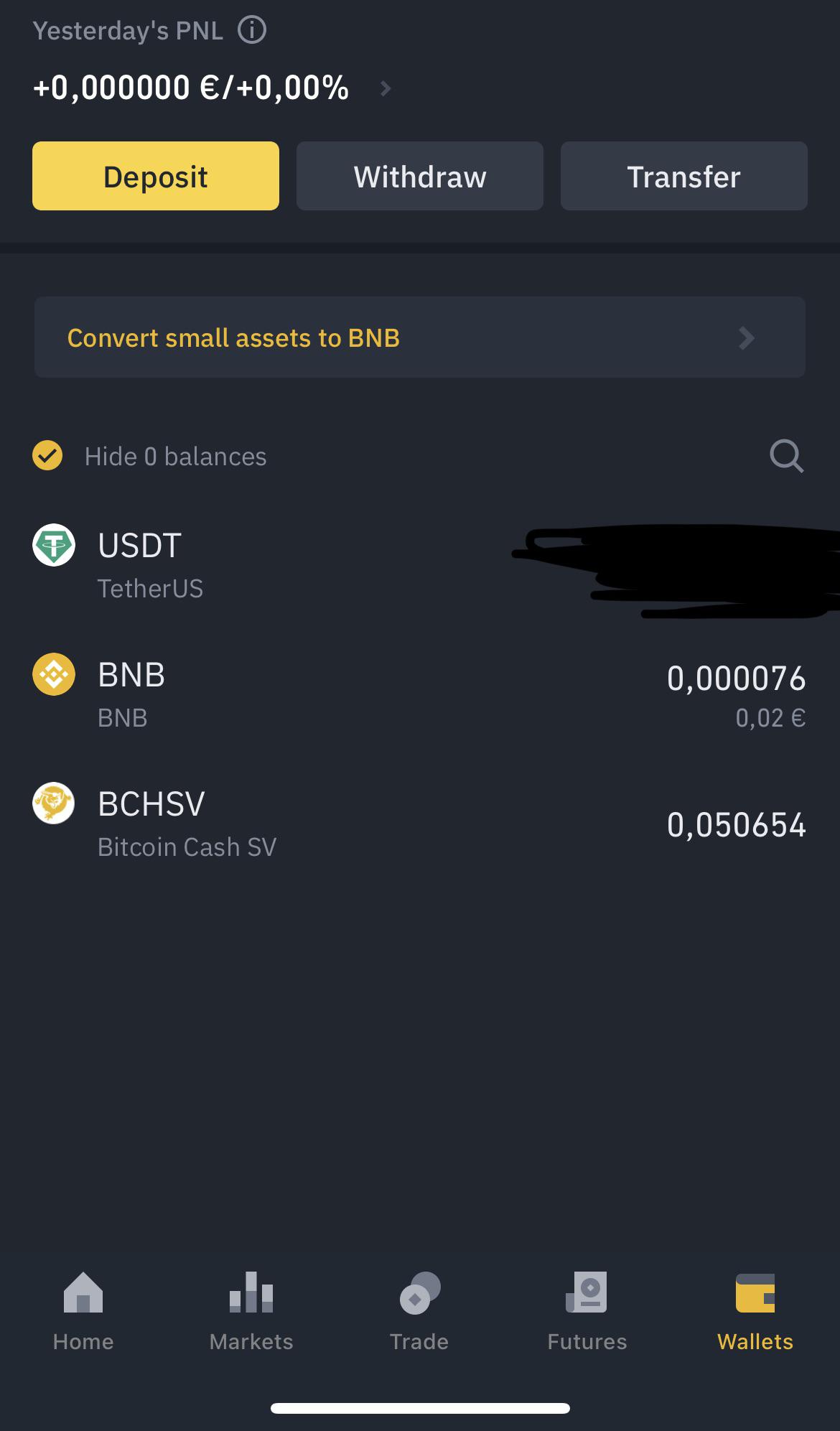 Is there a way to remove/ hide or withdraw BCHSV from my Bitcoin Spot