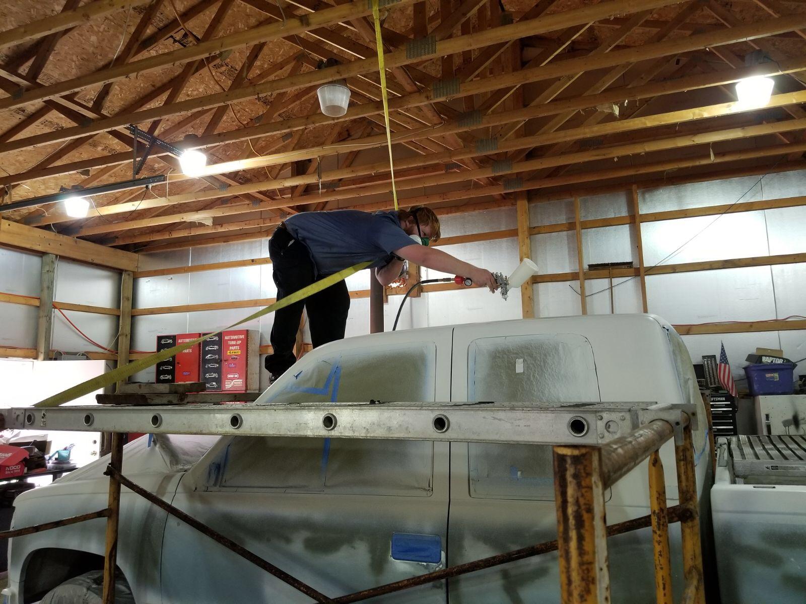 How do the pros paint roofs? Here’s my convoluted setup using two