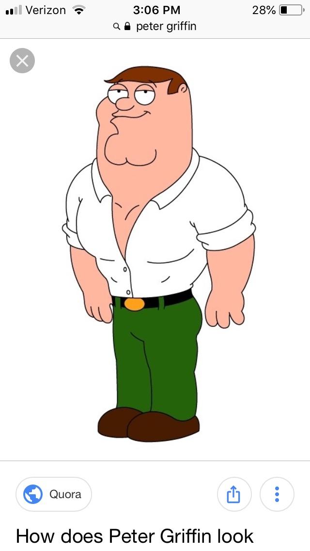 Ok this is Peter Griffin my favorite characters from family guy PeterGriffin