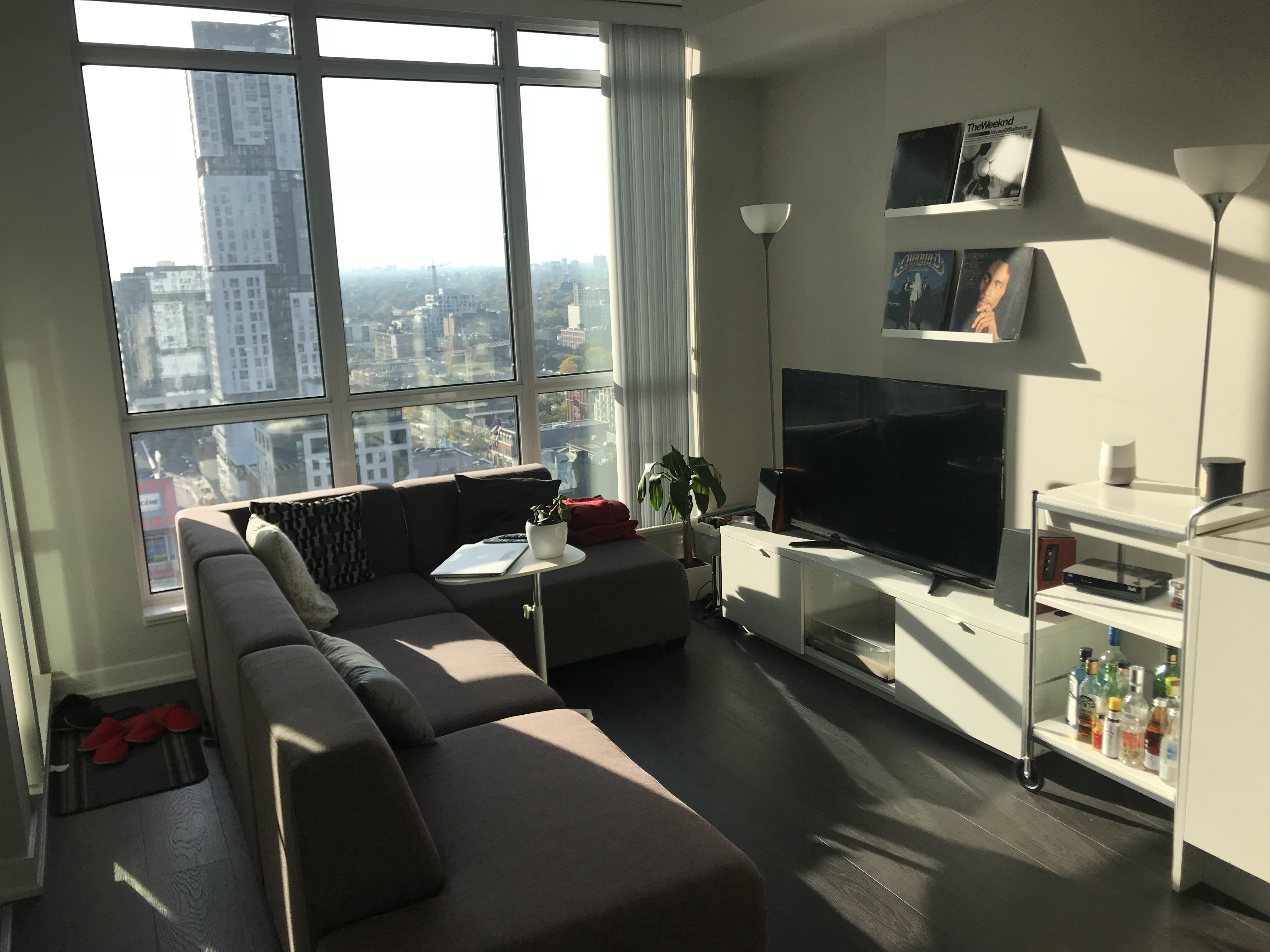 My downtown Toronto living room. First time living alone and loving it