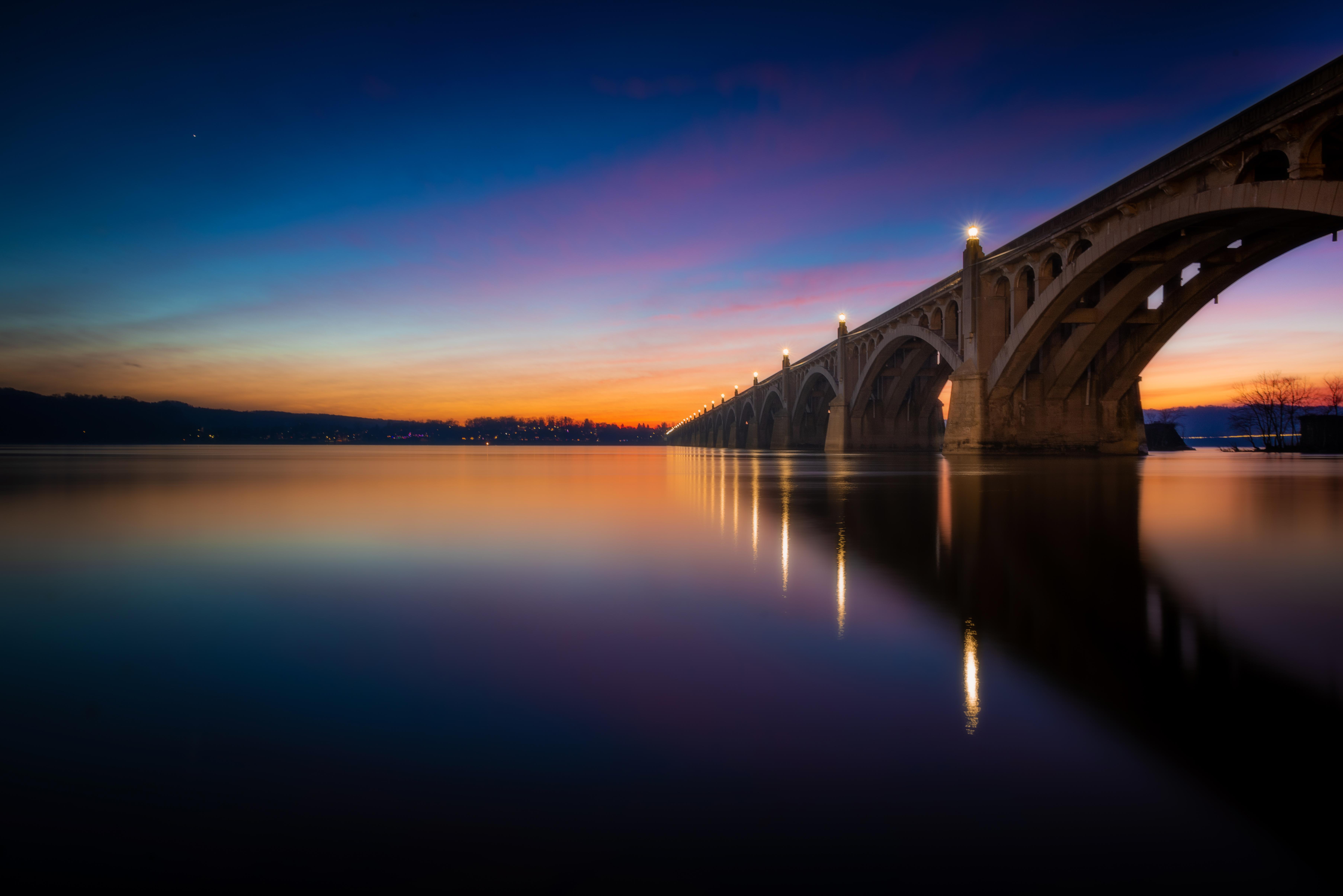 Sunset over the Susquehanna at Veterans Memorial Bridge from Columbia