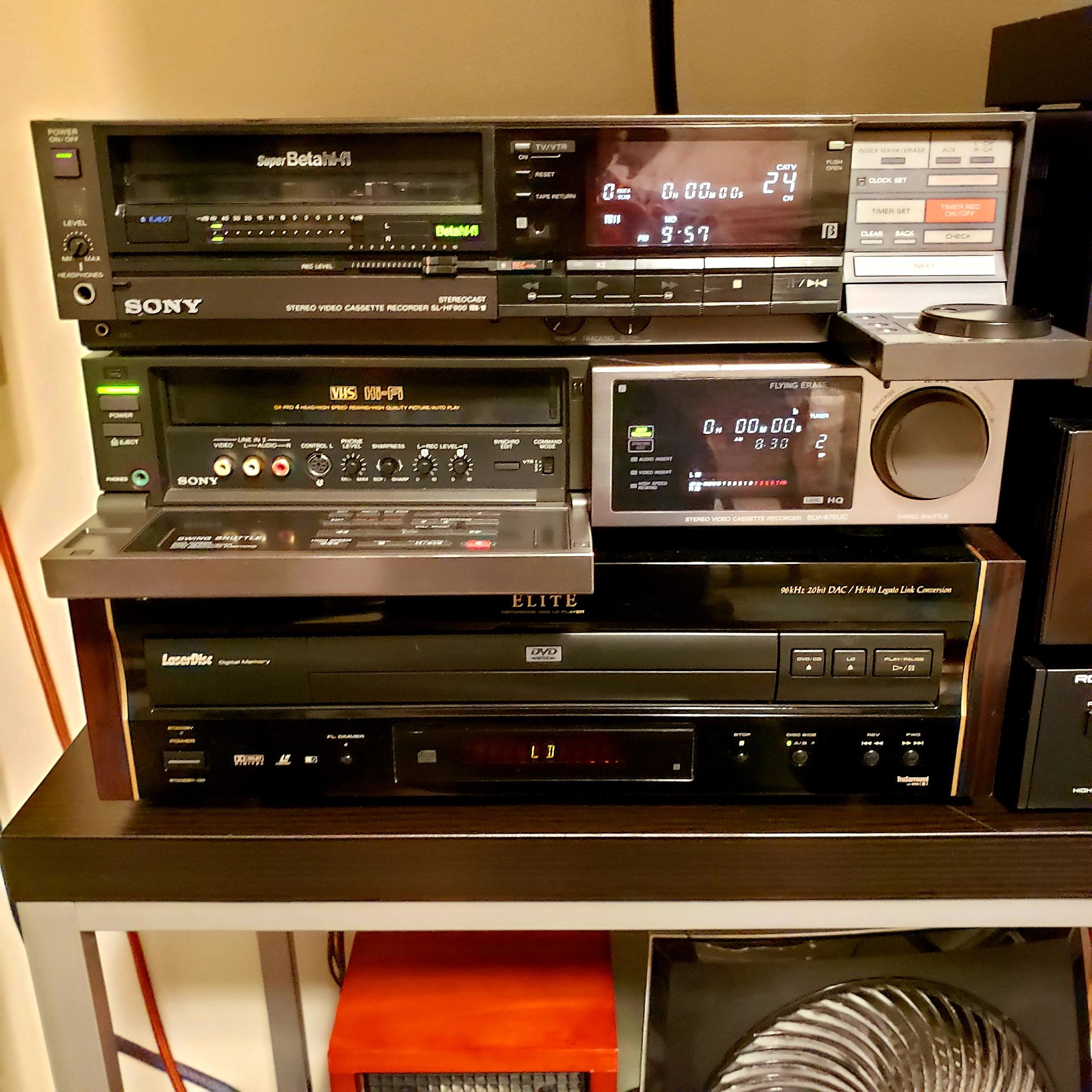 I love all the obsolete technology! Betamax, VHS, and Laserdisc. r