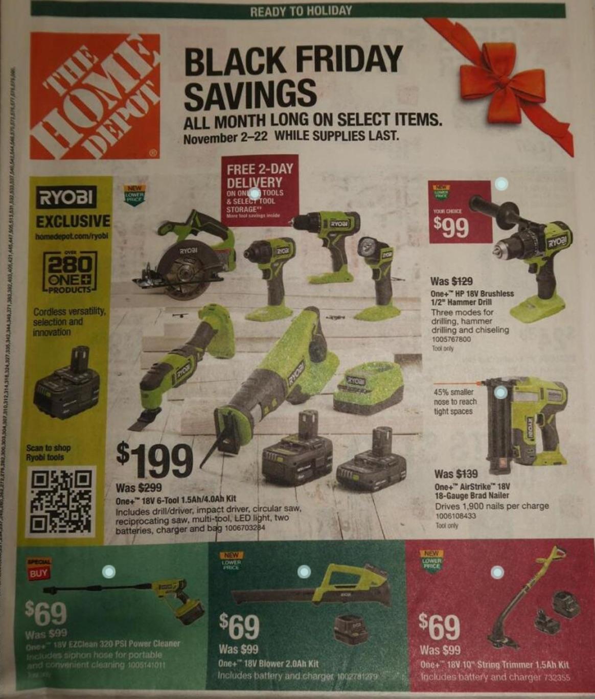 Home Depot Ealry Black Friday Deals Ad Scan r/Tools