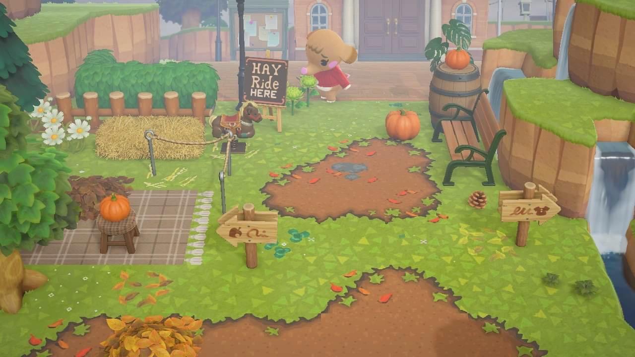 Springy Ride On + Hay Bed for a “hay ride” happy fall decorating! 🍂 r