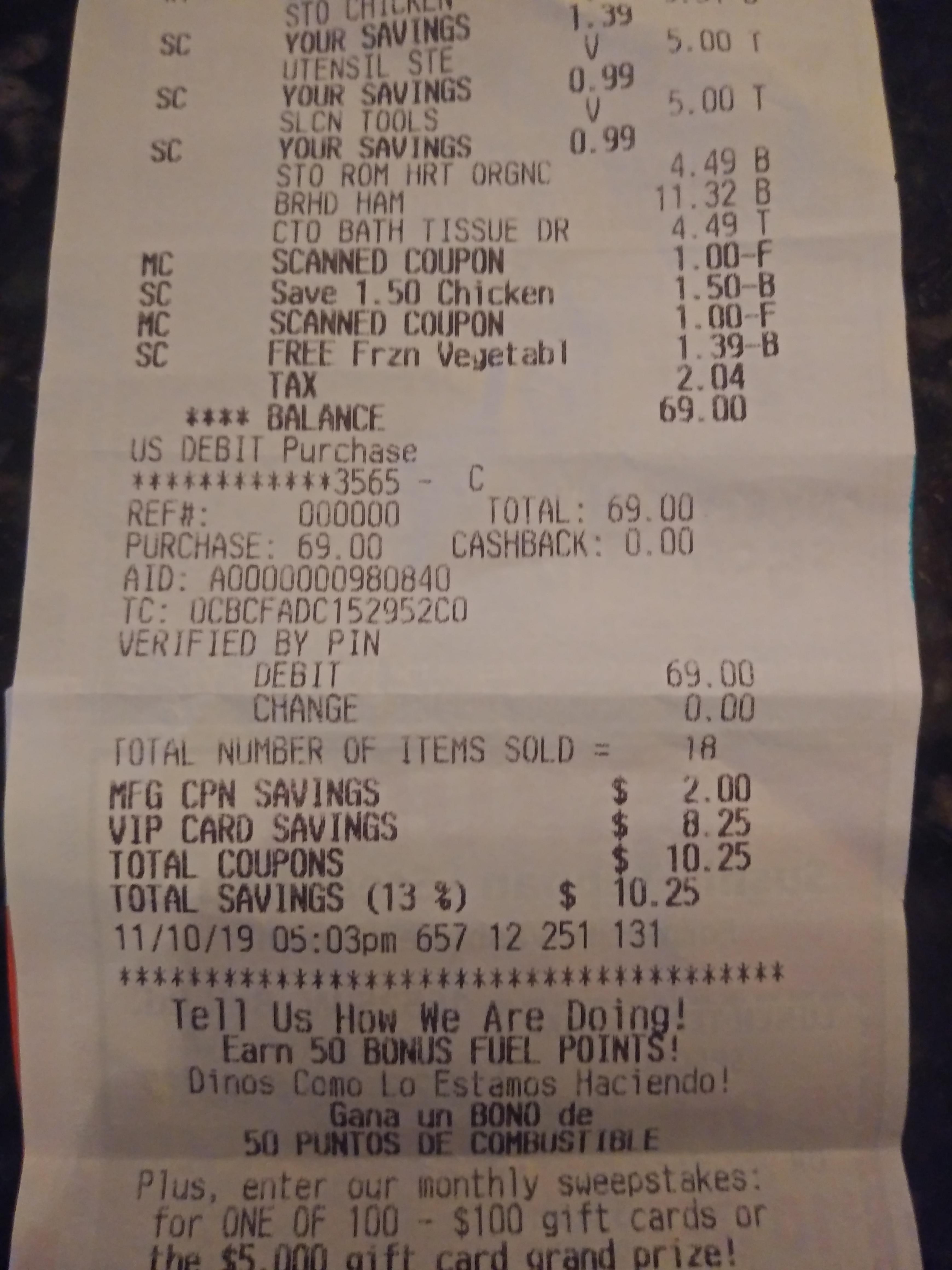 My grocery receipt after tax r/mildlyinteresting
