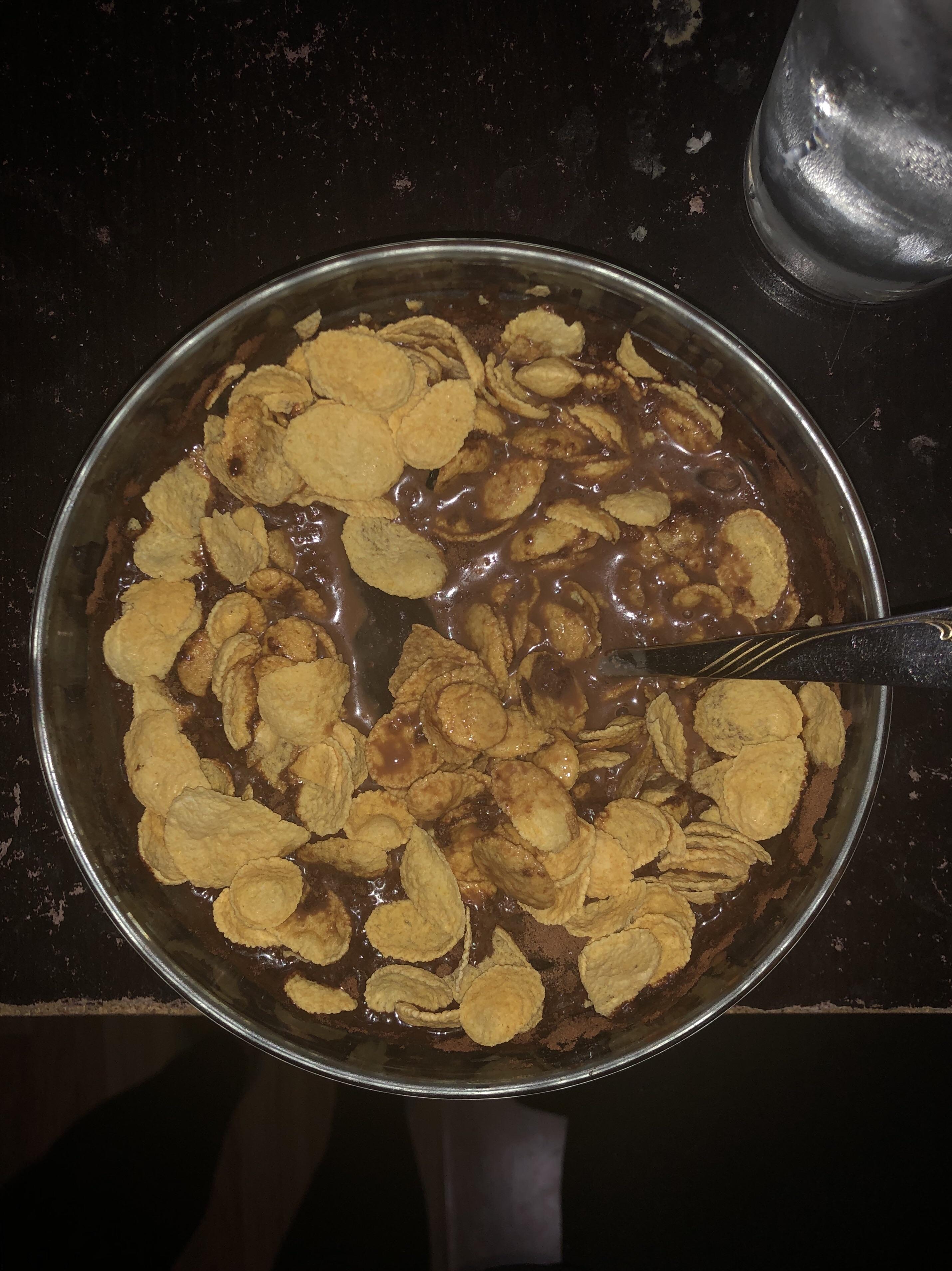 Corn flakes with ice cold chocolate milk r/shittyfoodporn