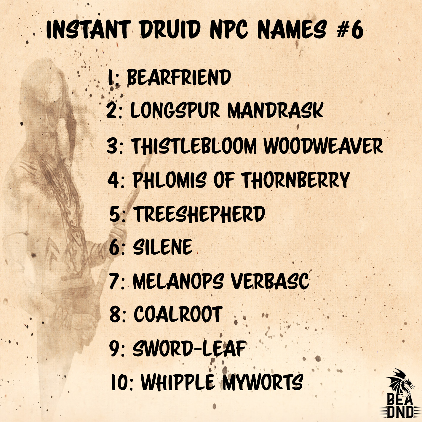 [oc] Some druid names for you today. Hugging a tree never felt so good