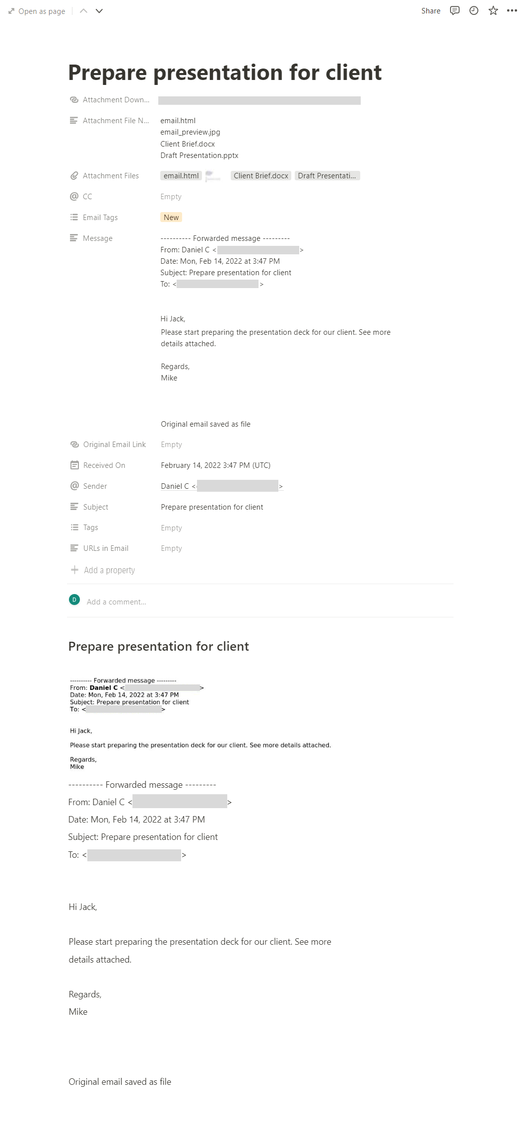 Looking for feedback I built a tool to save emails to Notion. Works